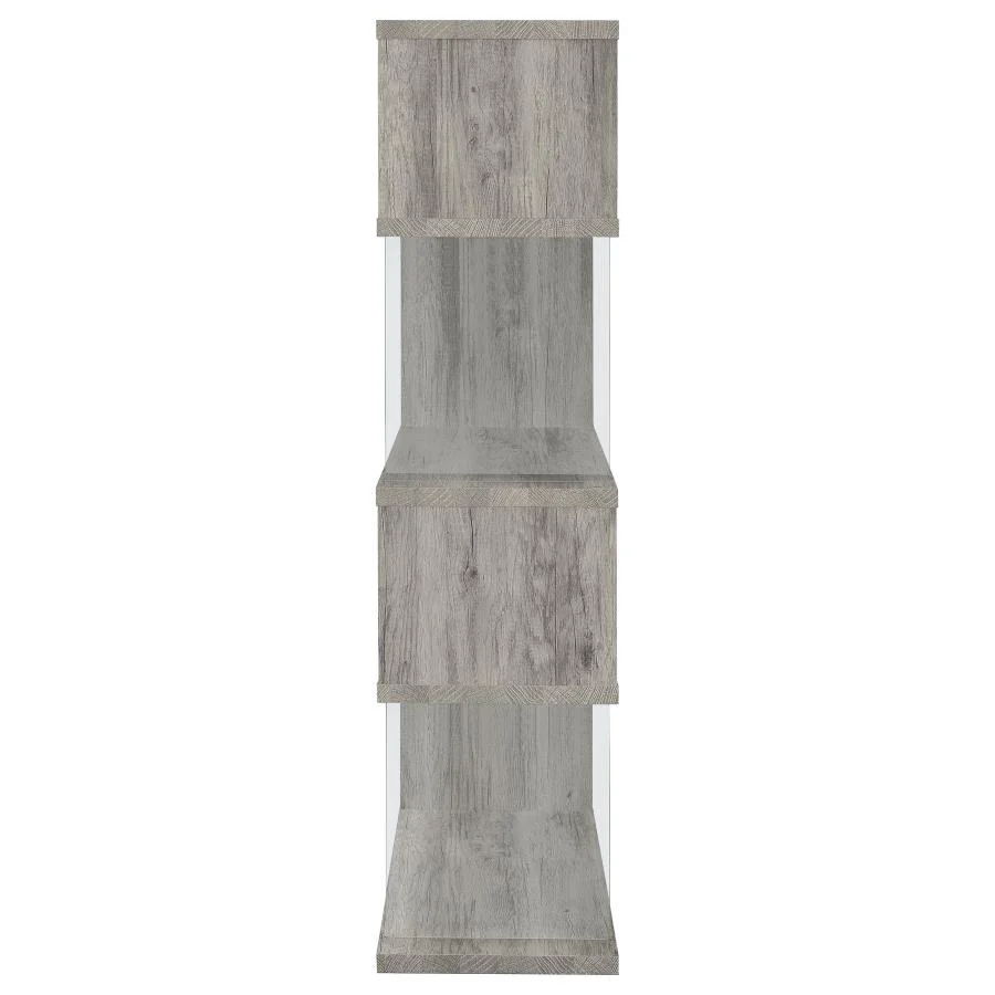 Emelle - 4-Shelf Glass Panel Bookshelf