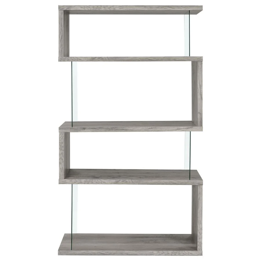 Emelle - 4-Shelf Glass Panel Bookshelf