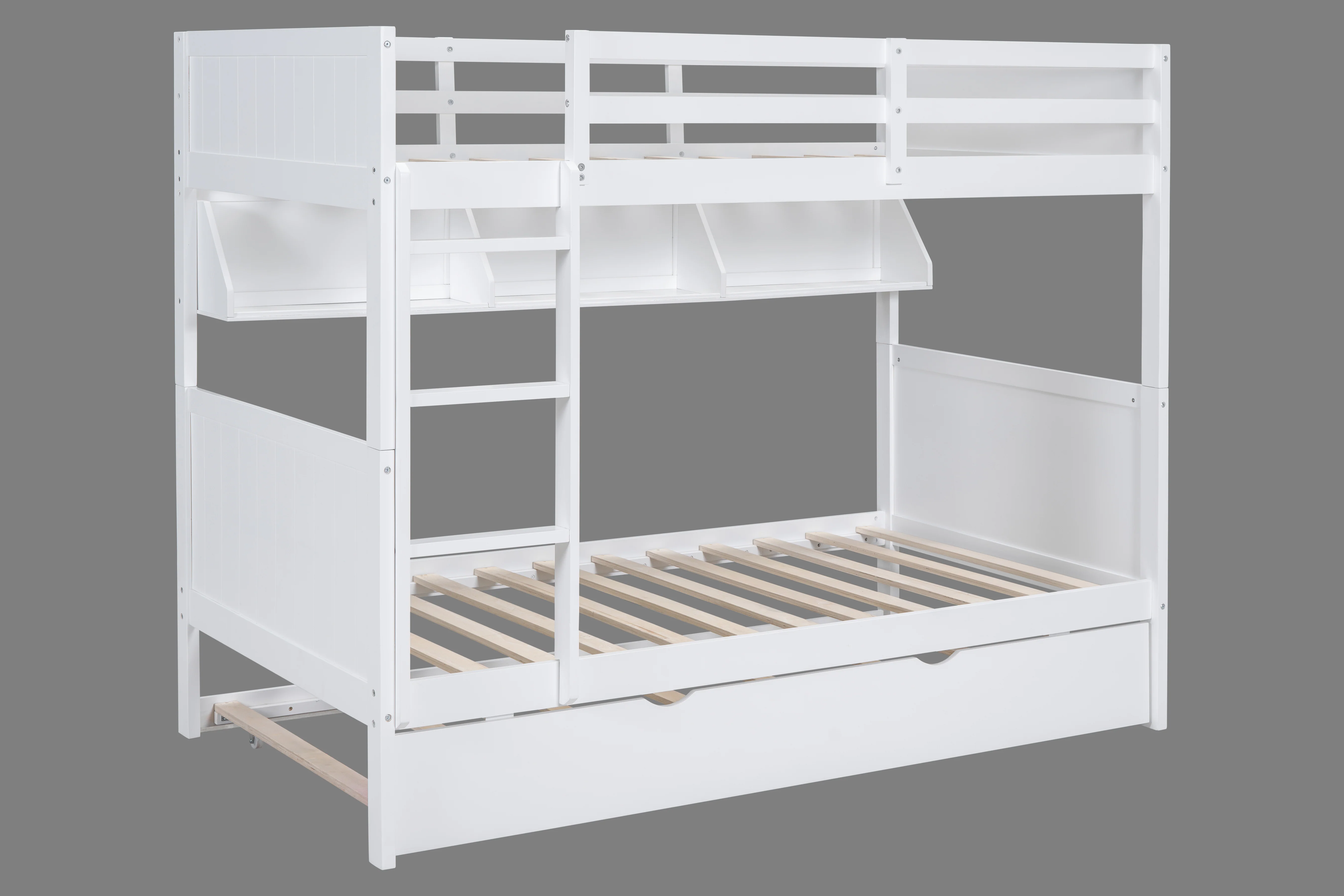 715-white-twin-over-twin-bunk-bed-with-bookshelf-roll-out-trundle-2.webp White Twin-Over-Twin Bunk Bed with Bookshelf & Roll-Out Trundle