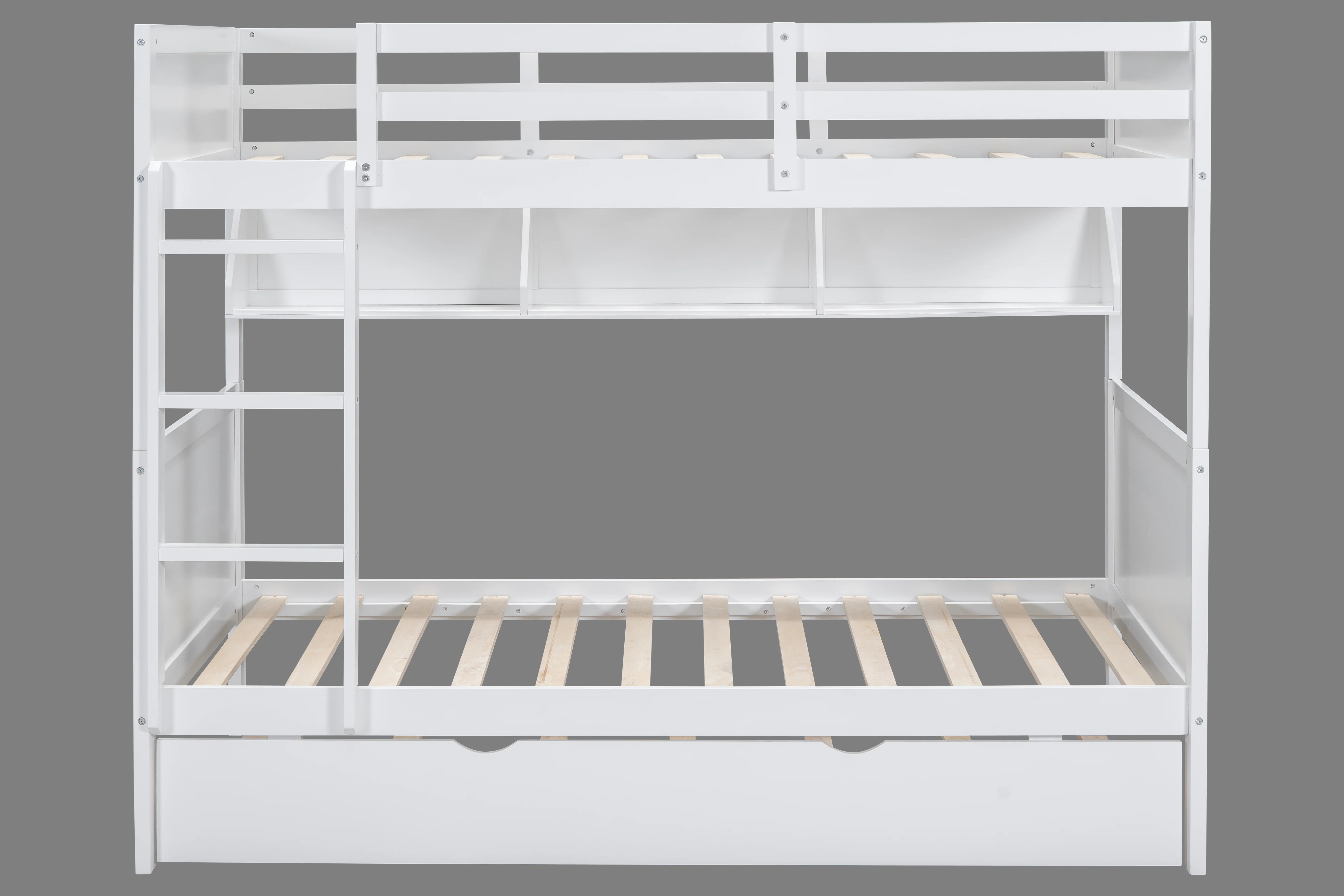 715-white-twin-over-twin-bunk-bed-with-bookshelf-roll-out-trundle-3.webp White Twin-Over-Twin Bunk Bed with Bookshelf & Roll-Out Trundle