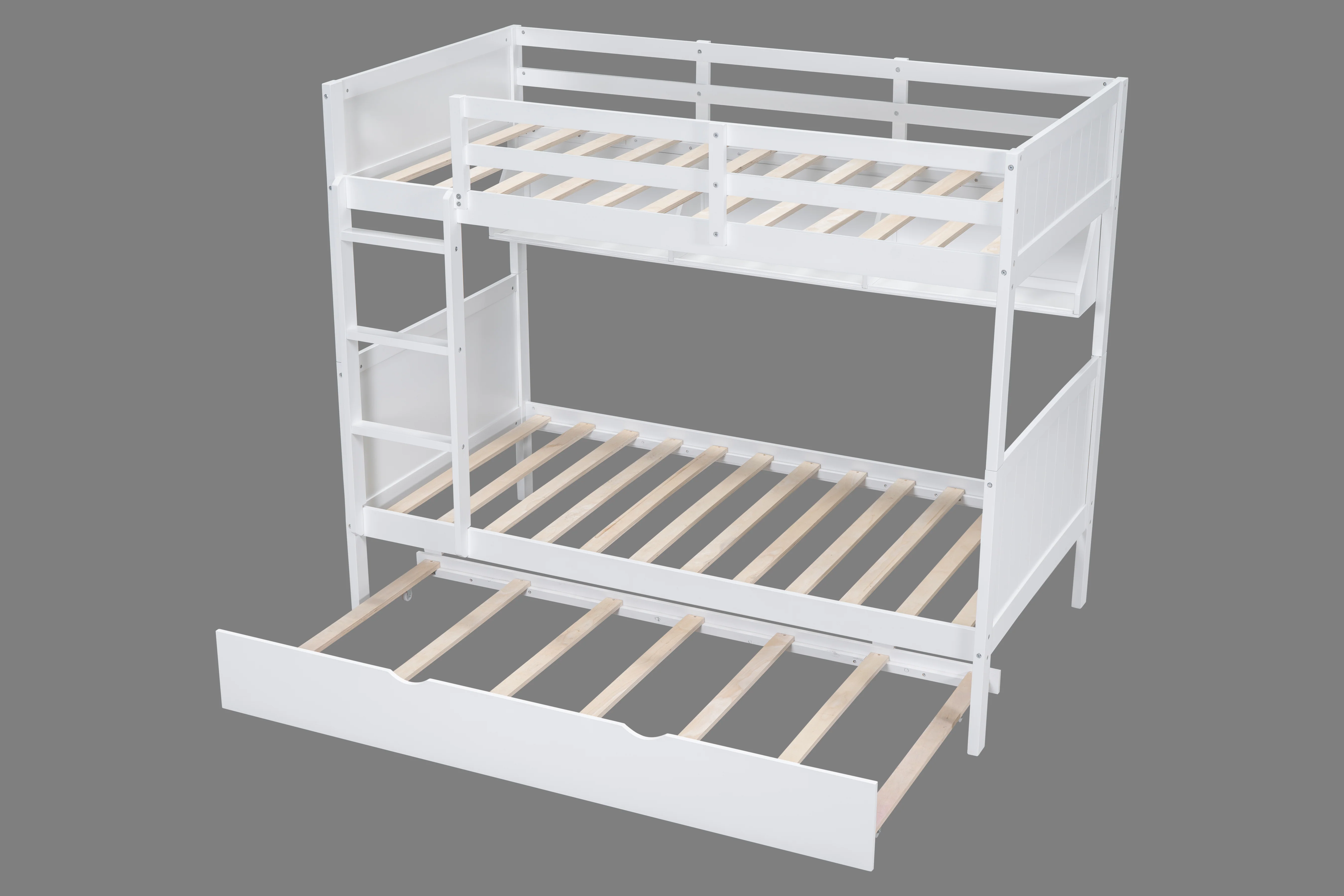 715-white-twin-over-twin-bunk-bed-with-bookshelf-roll-out-trundle-4.webp White Twin-Over-Twin Bunk Bed with Bookshelf & Roll-Out Trundle