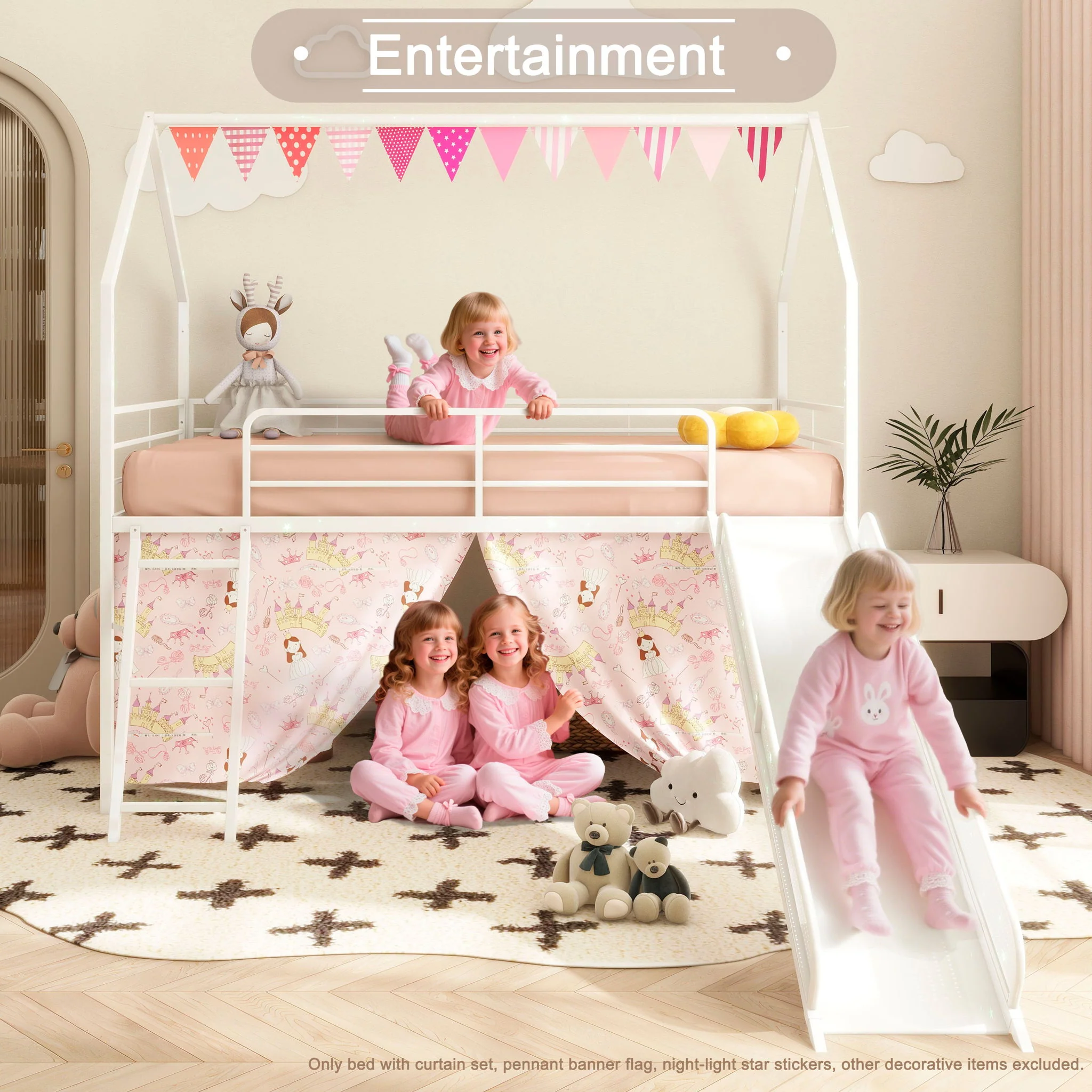 716-jack-house-loft-bed-with-slide-and-curtain-set-10.webp Jack - House Loft Bed With Slide And Curtain Set