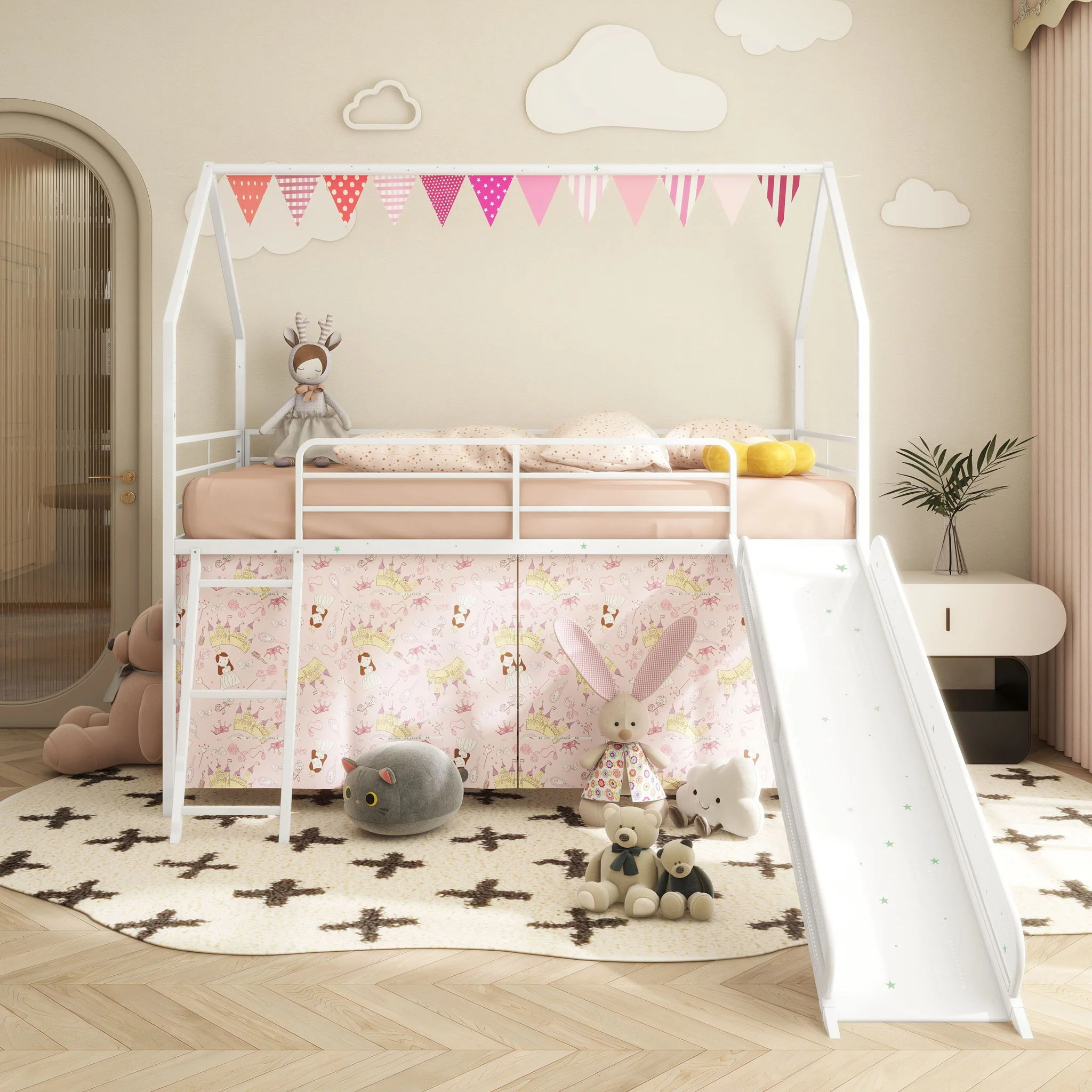 716-jack-house-loft-bed-with-slide-and-curtain-set-18.webp Jack - House Loft Bed With Slide And Curtain Set