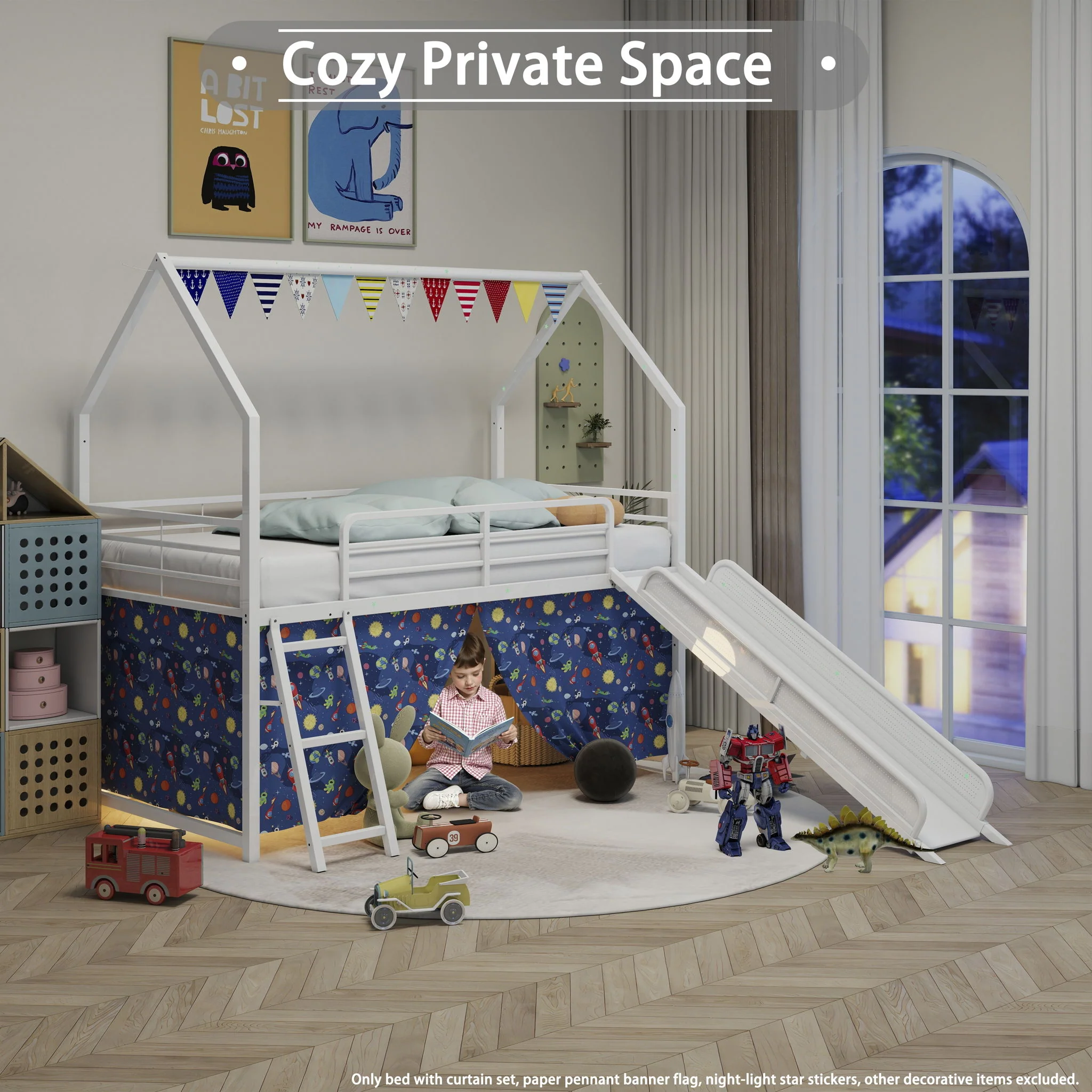 716-jack-house-loft-bed-with-slide-and-curtain-set-21.webp Jack - House Loft Bed With Slide And Curtain Set