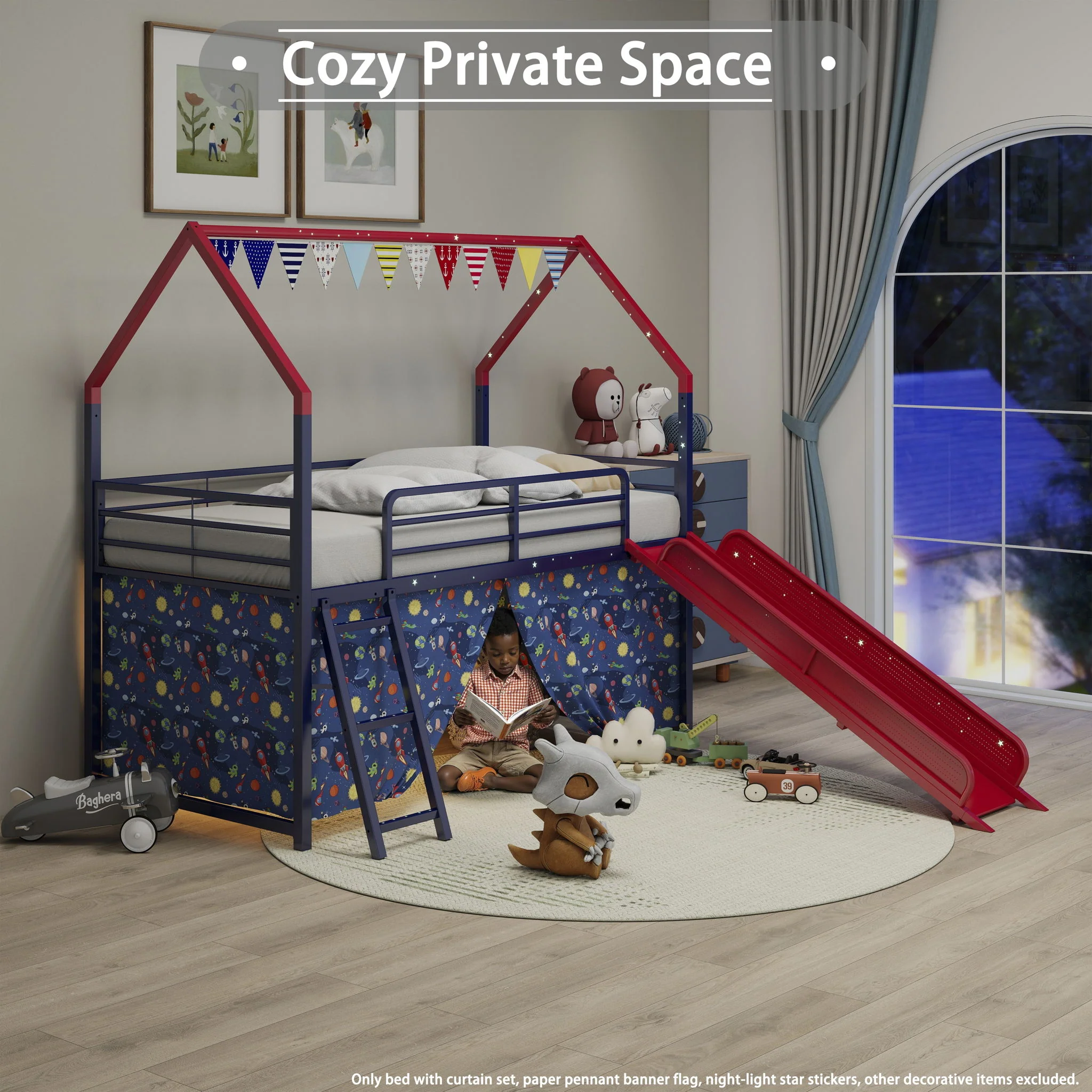 716-jack-house-loft-bed-with-slide-and-curtain-set-22.webp Jack - House Loft Bed With Slide And Curtain Set