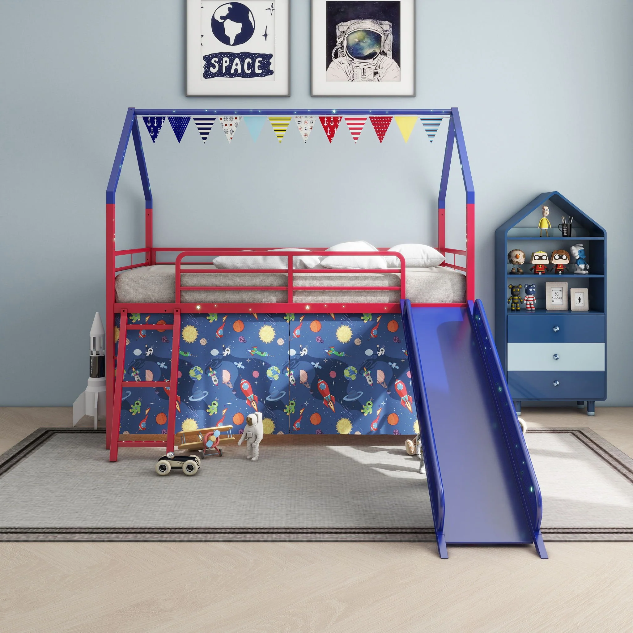 716-jack-house-loft-bed-with-slide-and-curtain-set-23.webp Jack - House Loft Bed With Slide And Curtain Set