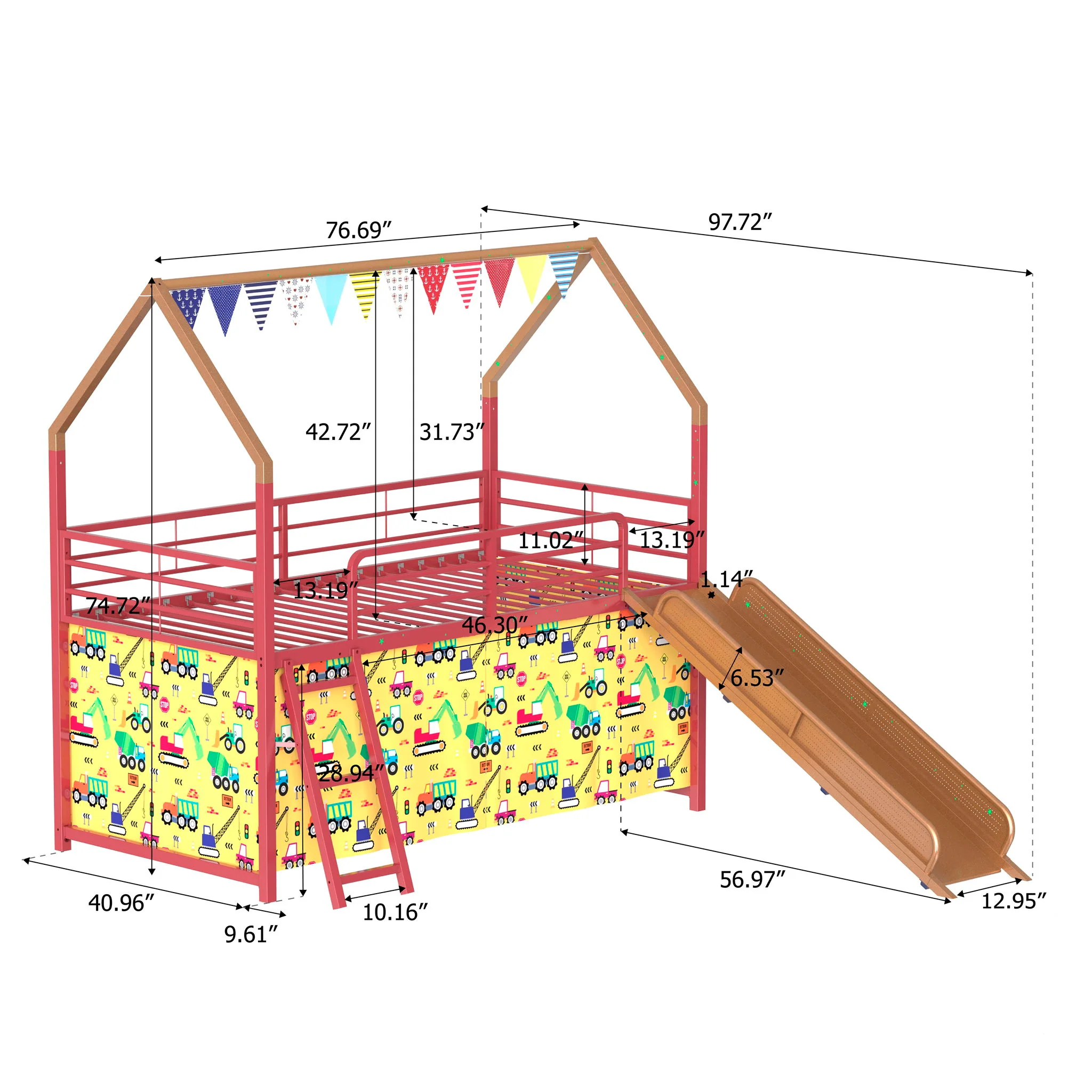 716-jack-house-loft-bed-with-slide-and-curtain-set-33.webp Jack - House Loft Bed With Slide And Curtain Set