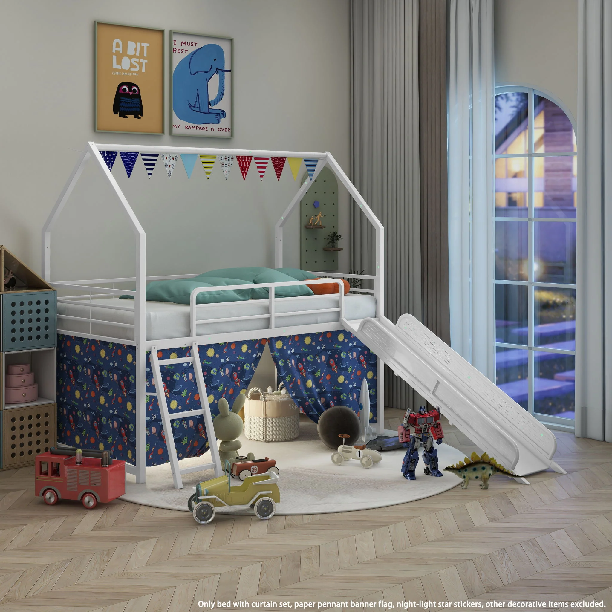716-jack-house-loft-bed-with-slide-and-curtain-set-39.webp Jack - House Loft Bed With Slide And Curtain Set