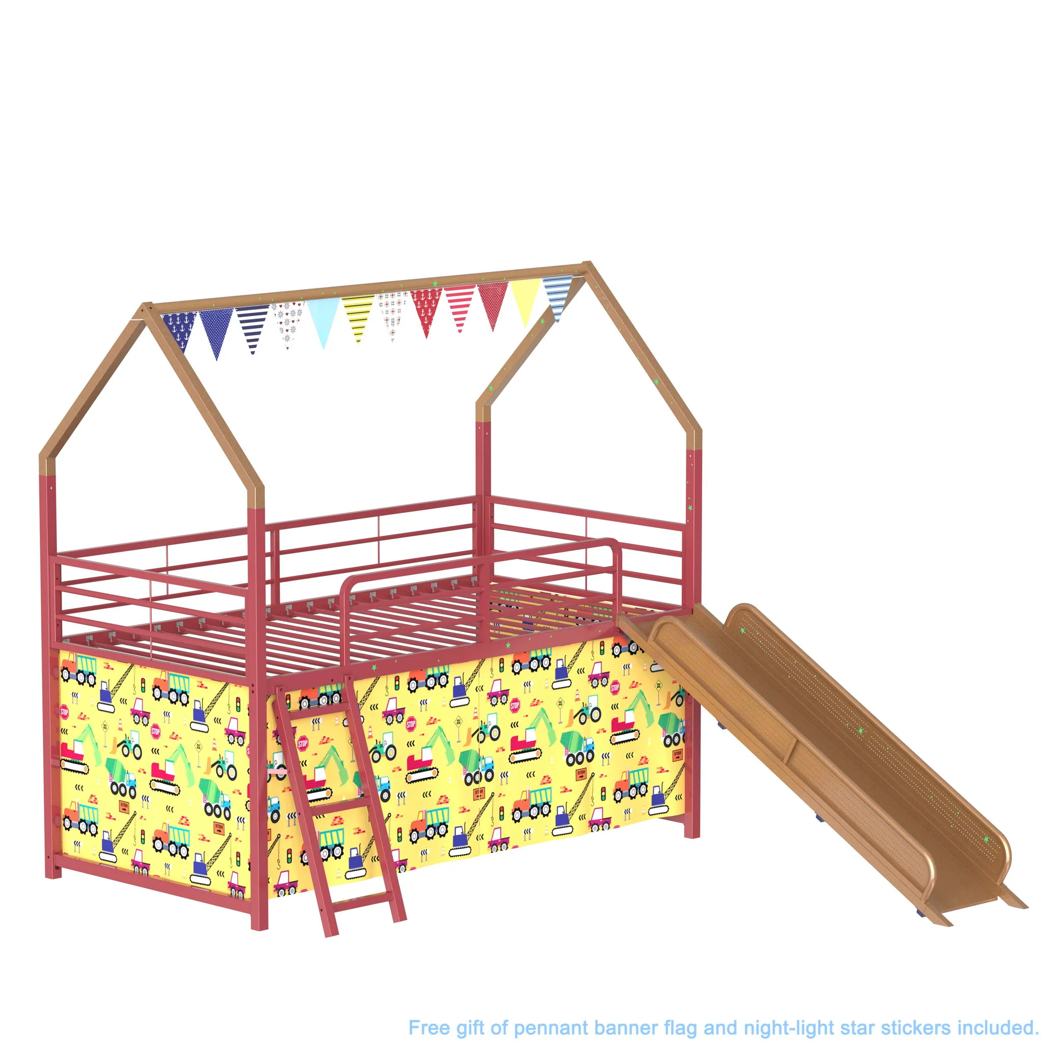 716-jack-house-loft-bed-with-slide-and-curtain-set-4.webp Jack - House Loft Bed With Slide And Curtain Set
