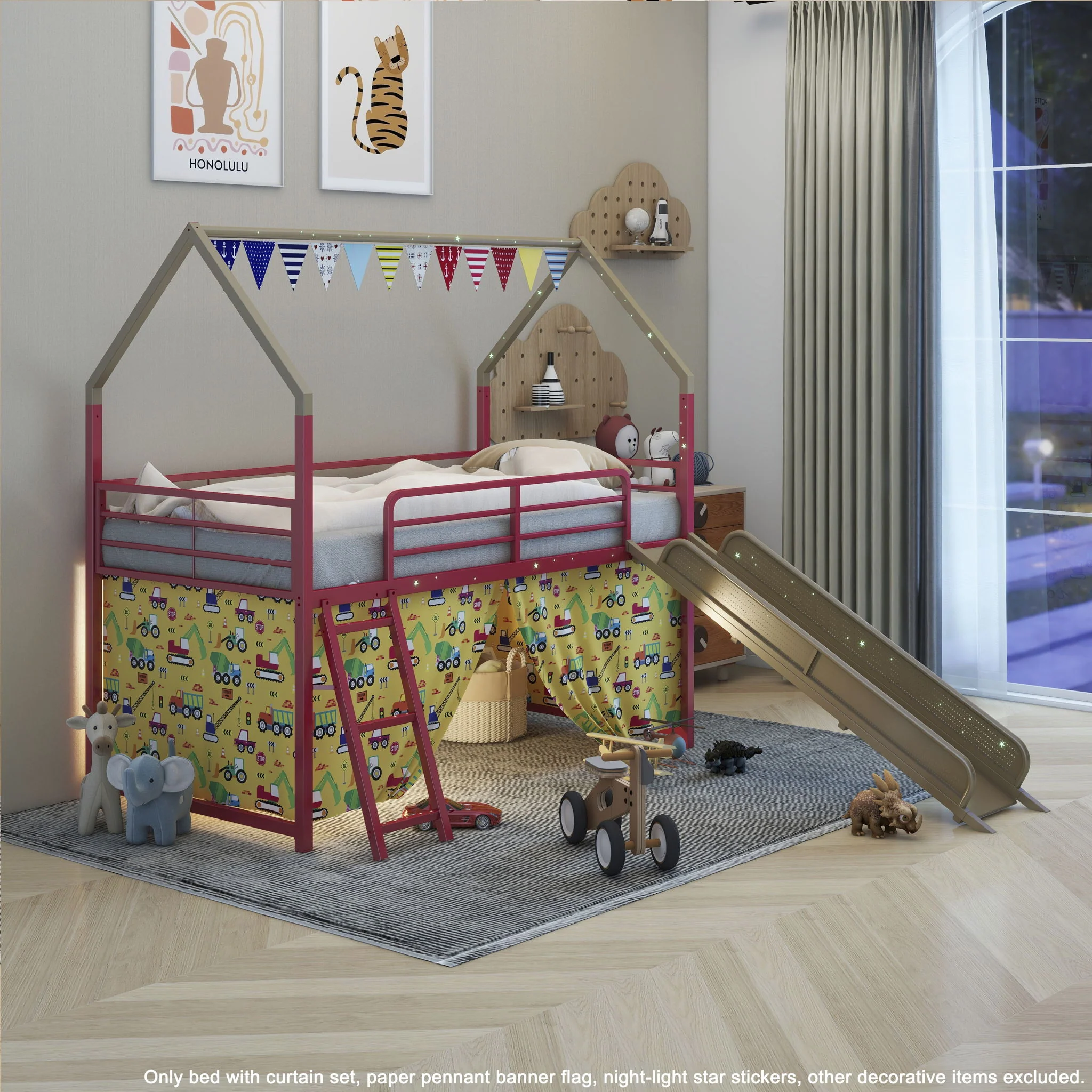 716-jack-house-loft-bed-with-slide-and-curtain-set-40.webp Jack - House Loft Bed With Slide And Curtain Set