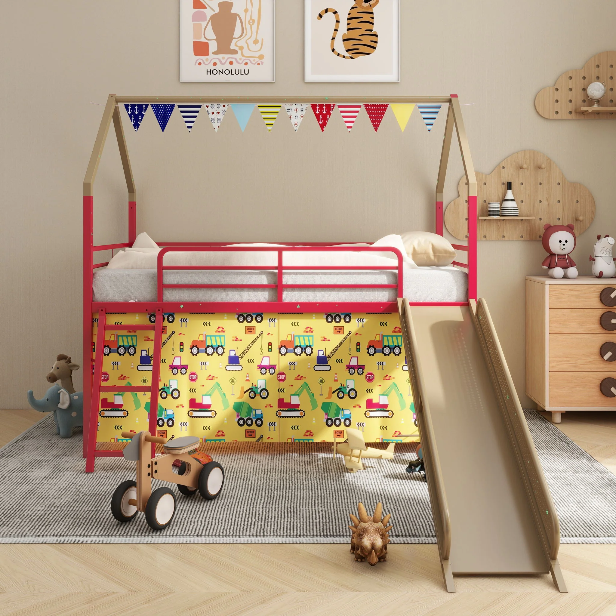 716-jack-house-loft-bed-with-slide-and-curtain-set-41.webp Jack - House Loft Bed With Slide And Curtain Set