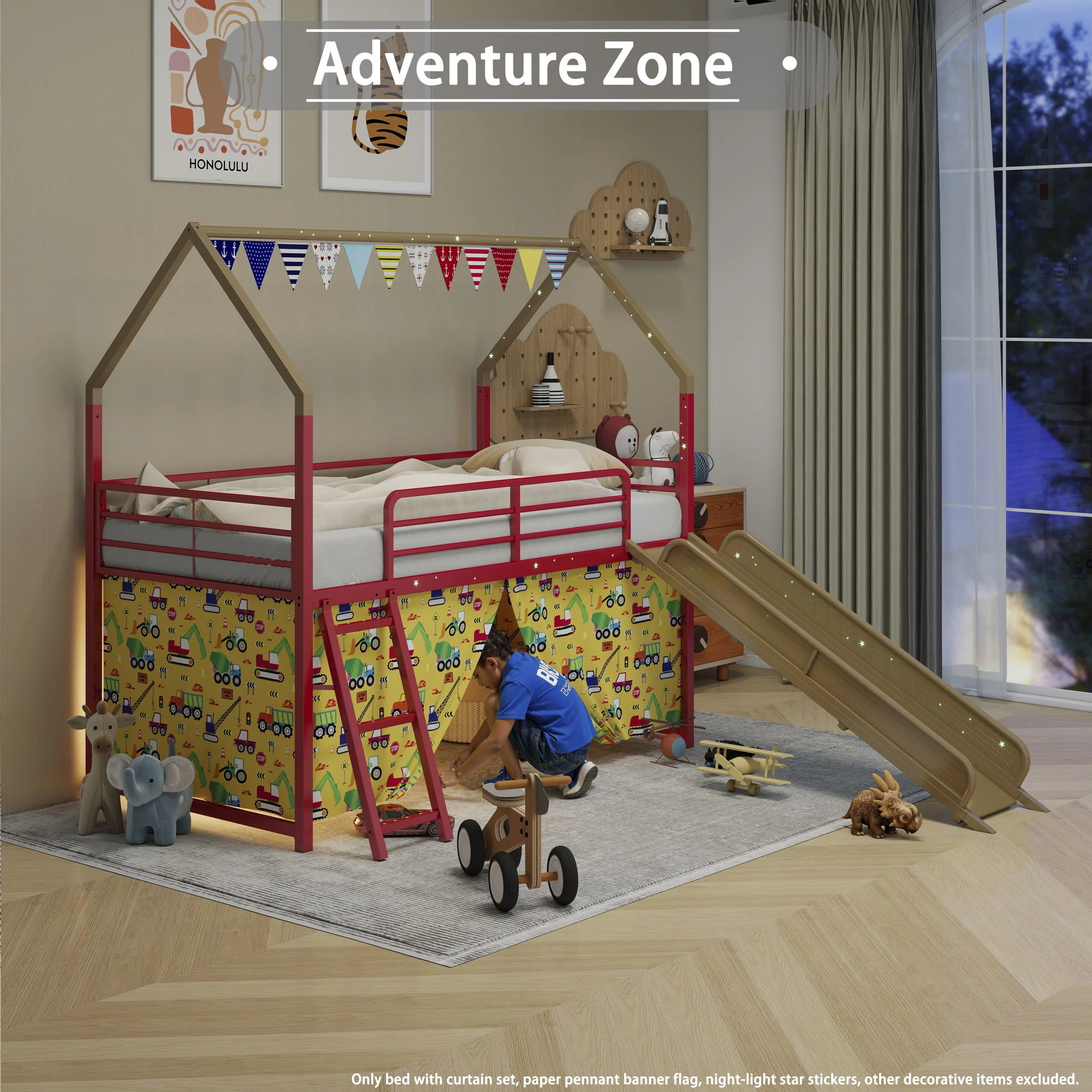716-jack-house-loft-bed-with-slide-and-curtain-set-42.webp Jack - House Loft Bed With Slide And Curtain Set
