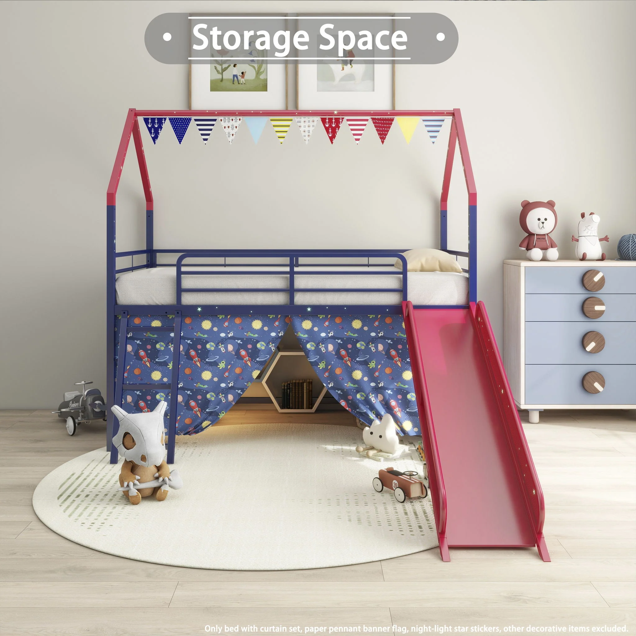 716-jack-house-loft-bed-with-slide-and-curtain-set-46.webp Jack - House Loft Bed With Slide And Curtain Set