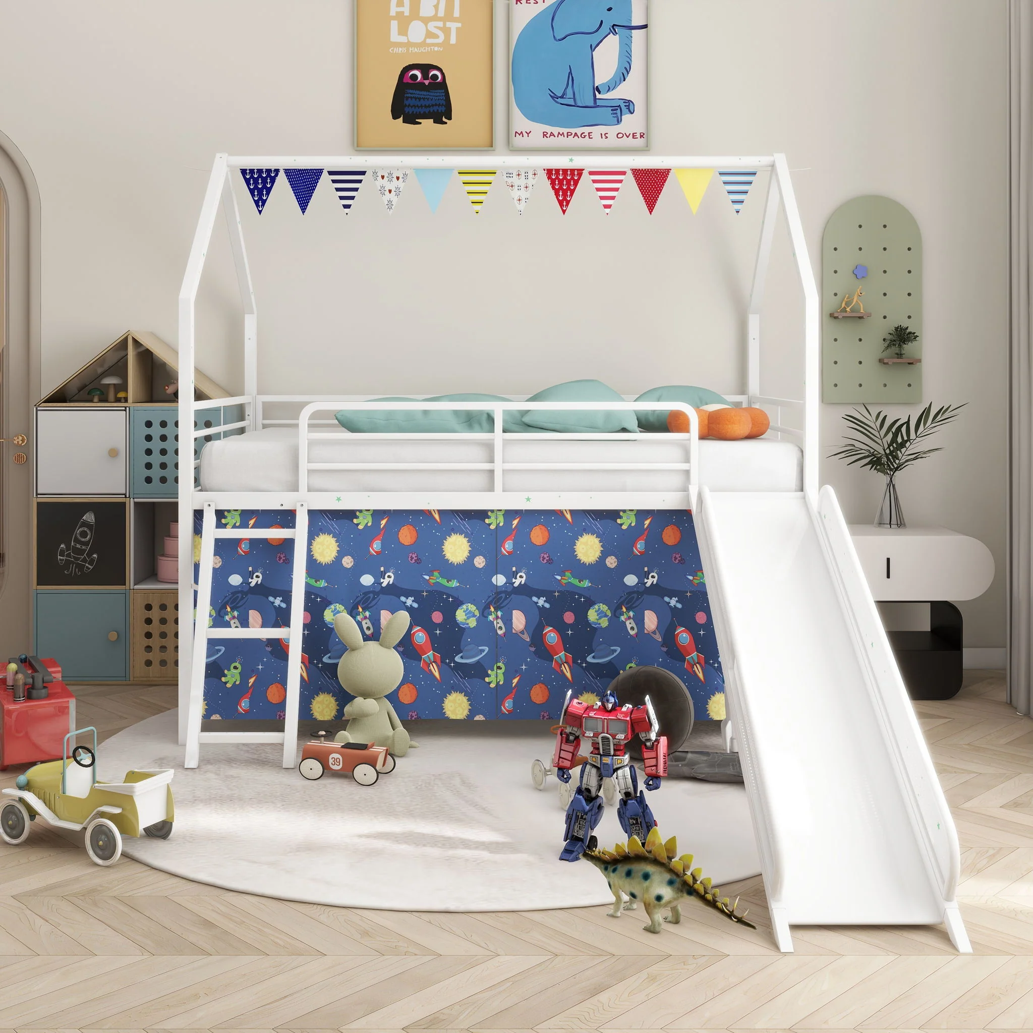 716-jack-house-loft-bed-with-slide-and-curtain-set-49.webp Jack - House Loft Bed With Slide And Curtain Set