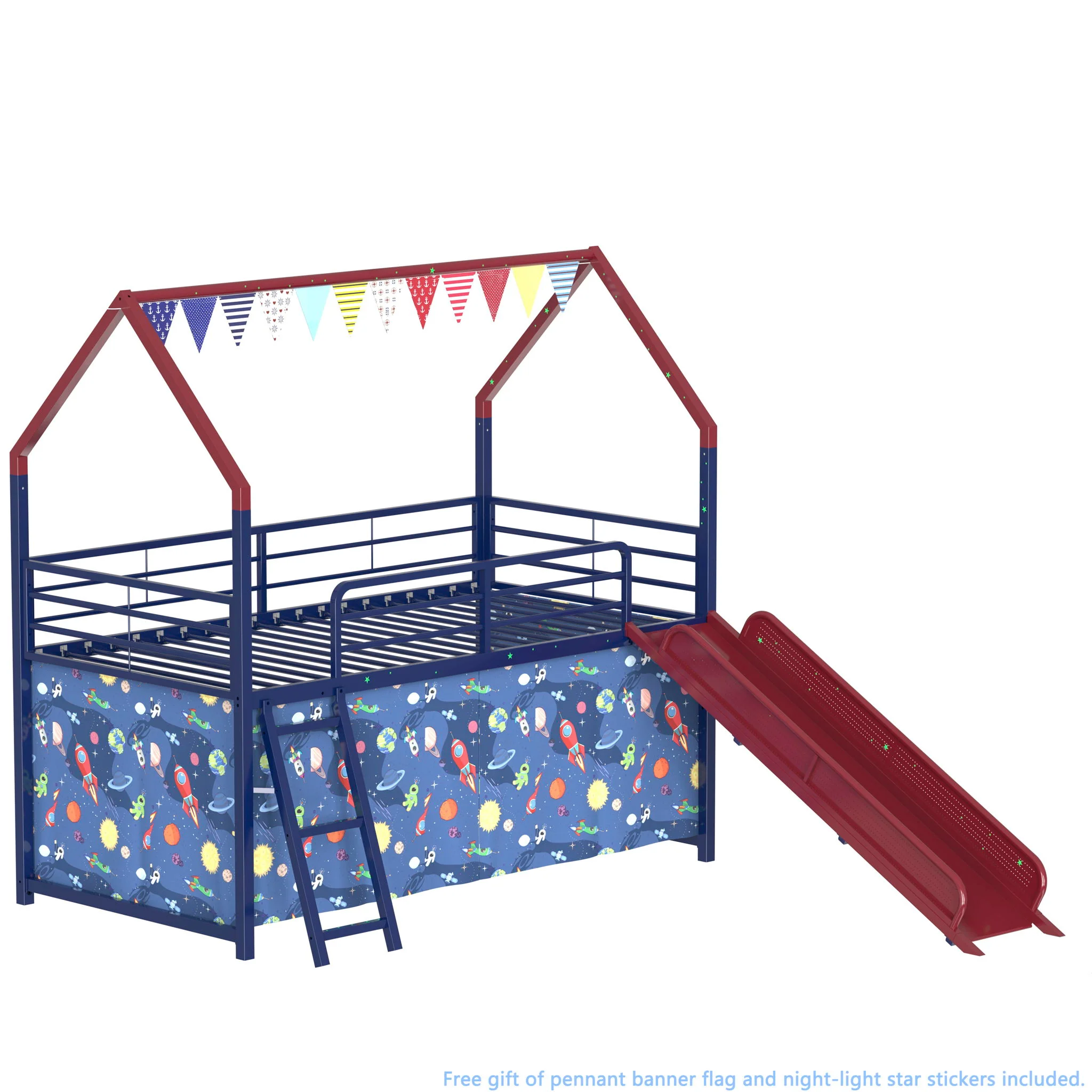 716-jack-house-loft-bed-with-slide-and-curtain-set-5.webp Jack - House Loft Bed With Slide And Curtain Set