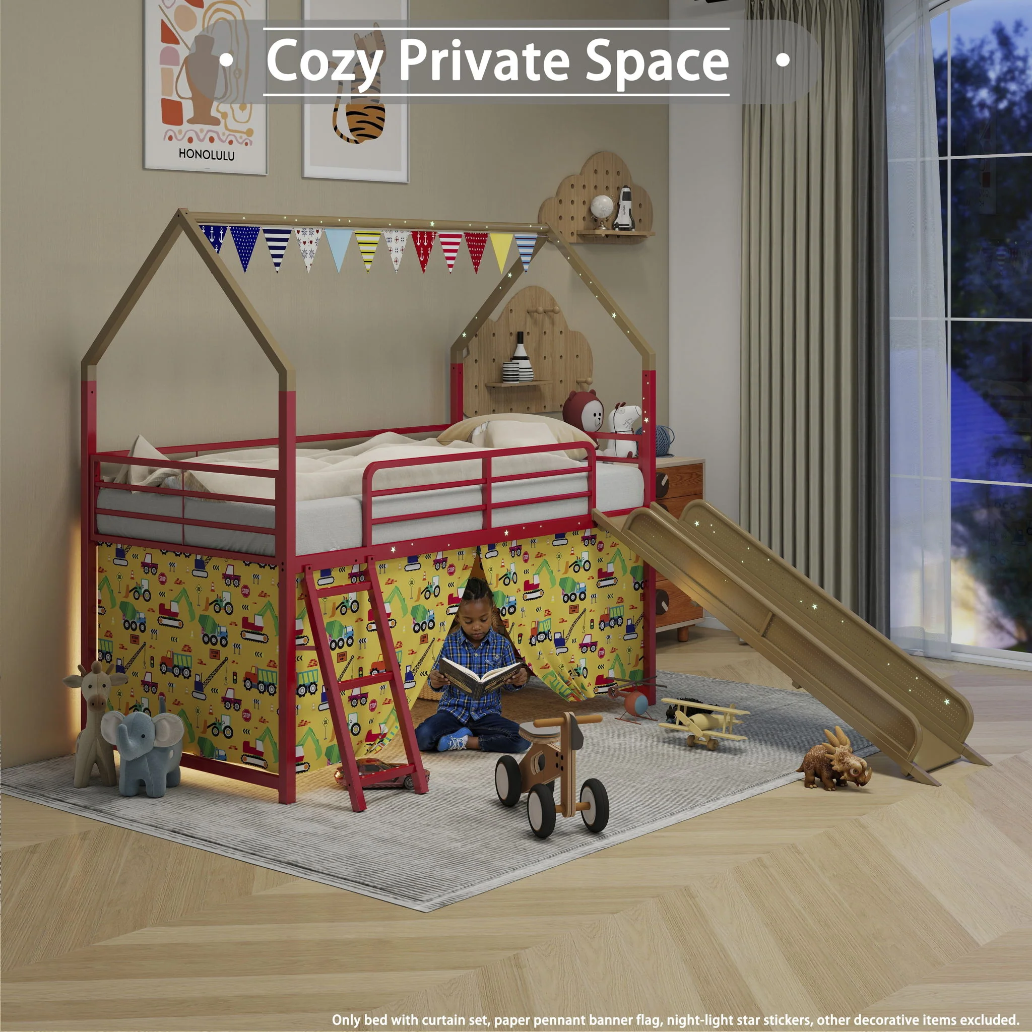 716-jack-house-loft-bed-with-slide-and-curtain-set-51.webp Jack - House Loft Bed With Slide And Curtain Set