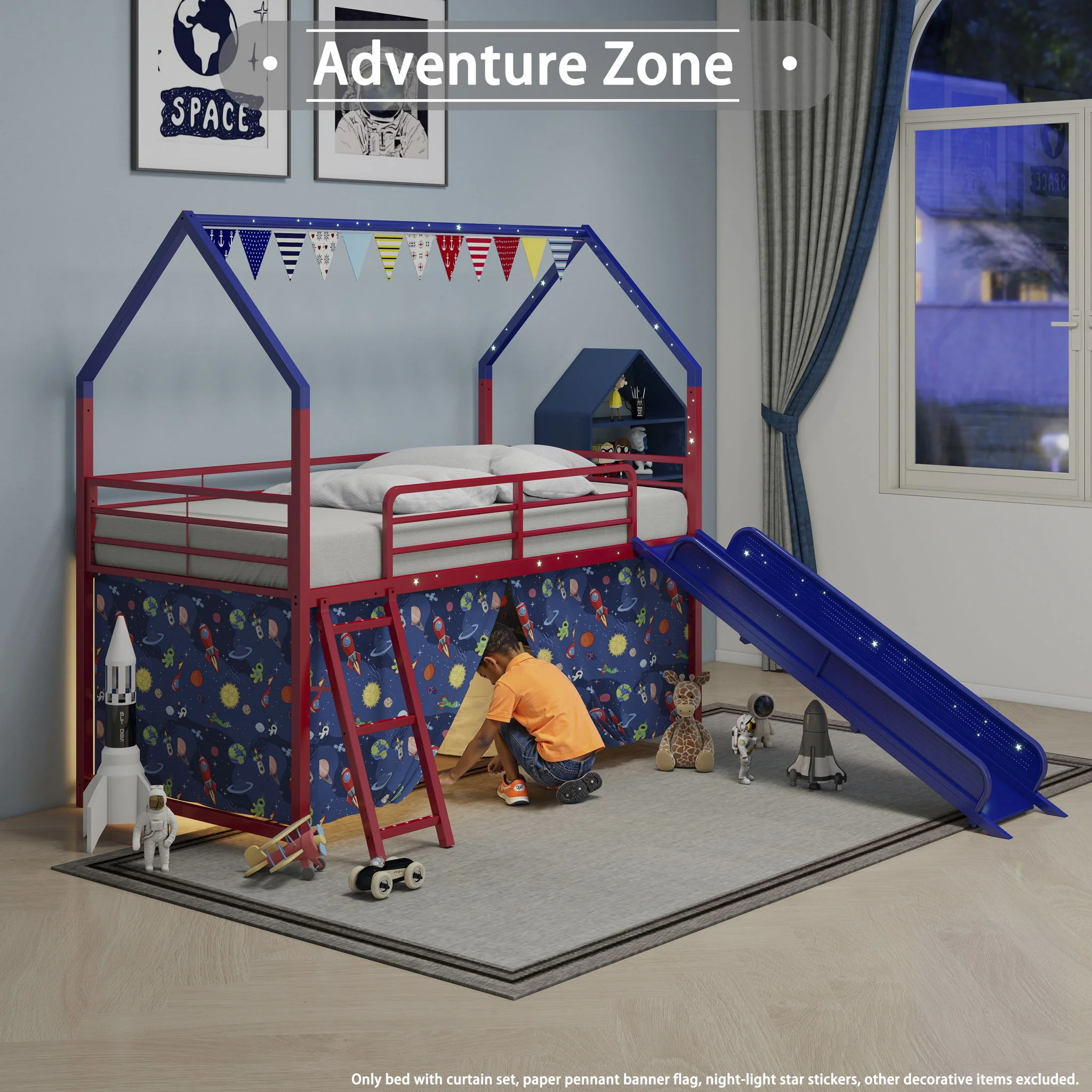 716-jack-house-loft-bed-with-slide-and-curtain-set-55.webp Jack - House Loft Bed With Slide And Curtain Set