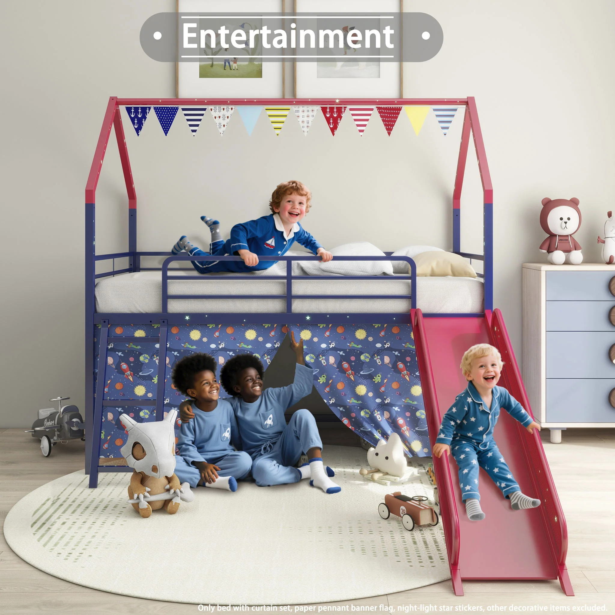 716-jack-house-loft-bed-with-slide-and-curtain-set-59.webp Jack - House Loft Bed With Slide And Curtain Set