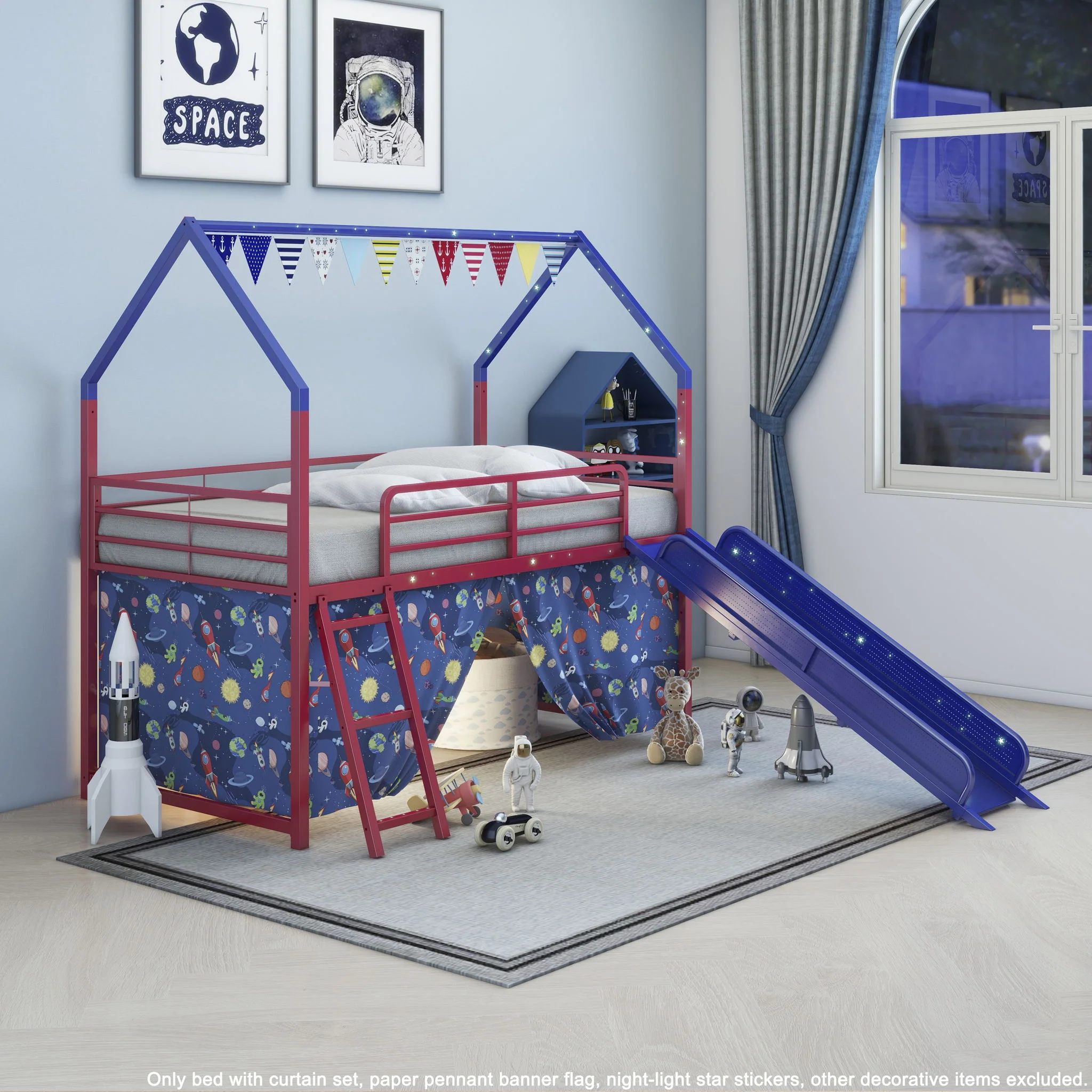 716-jack-house-loft-bed-with-slide-and-curtain-set-64.webp Jack - House Loft Bed With Slide And Curtain Set
