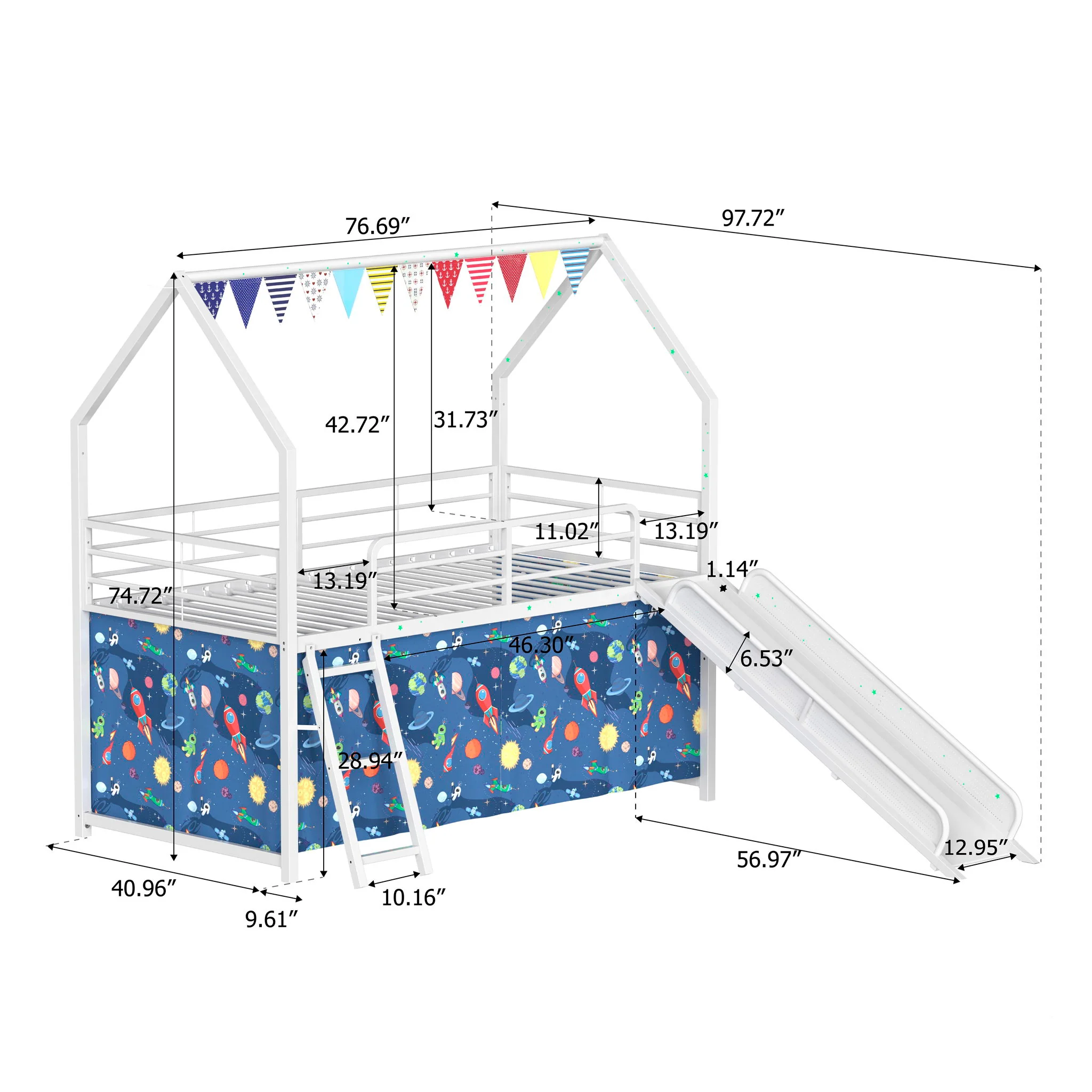 716-jack-house-loft-bed-with-slide-and-curtain-set-68.webp Jack - House Loft Bed With Slide And Curtain Set