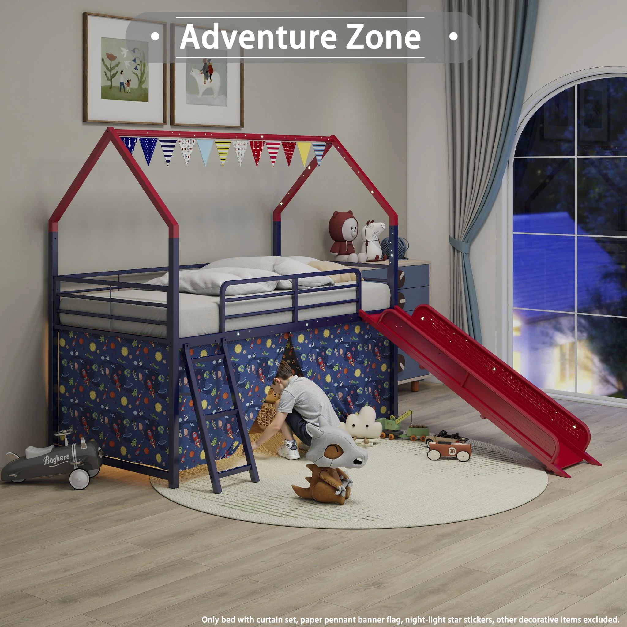 716-jack-house-loft-bed-with-slide-and-curtain-set-72.webp Jack - House Loft Bed With Slide And Curtain Set