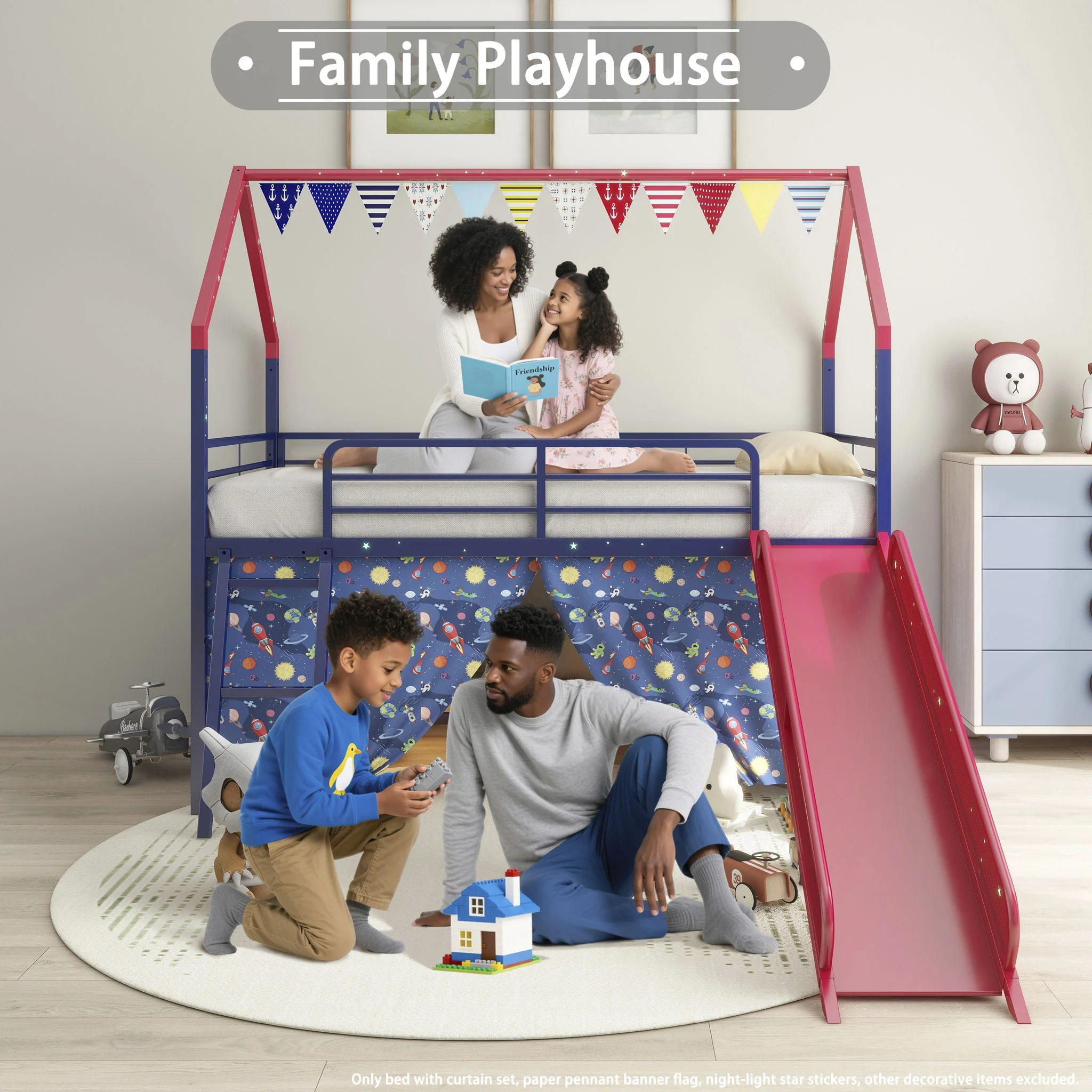 716-jack-house-loft-bed-with-slide-and-curtain-set-73.webp Jack - House Loft Bed With Slide And Curtain Set