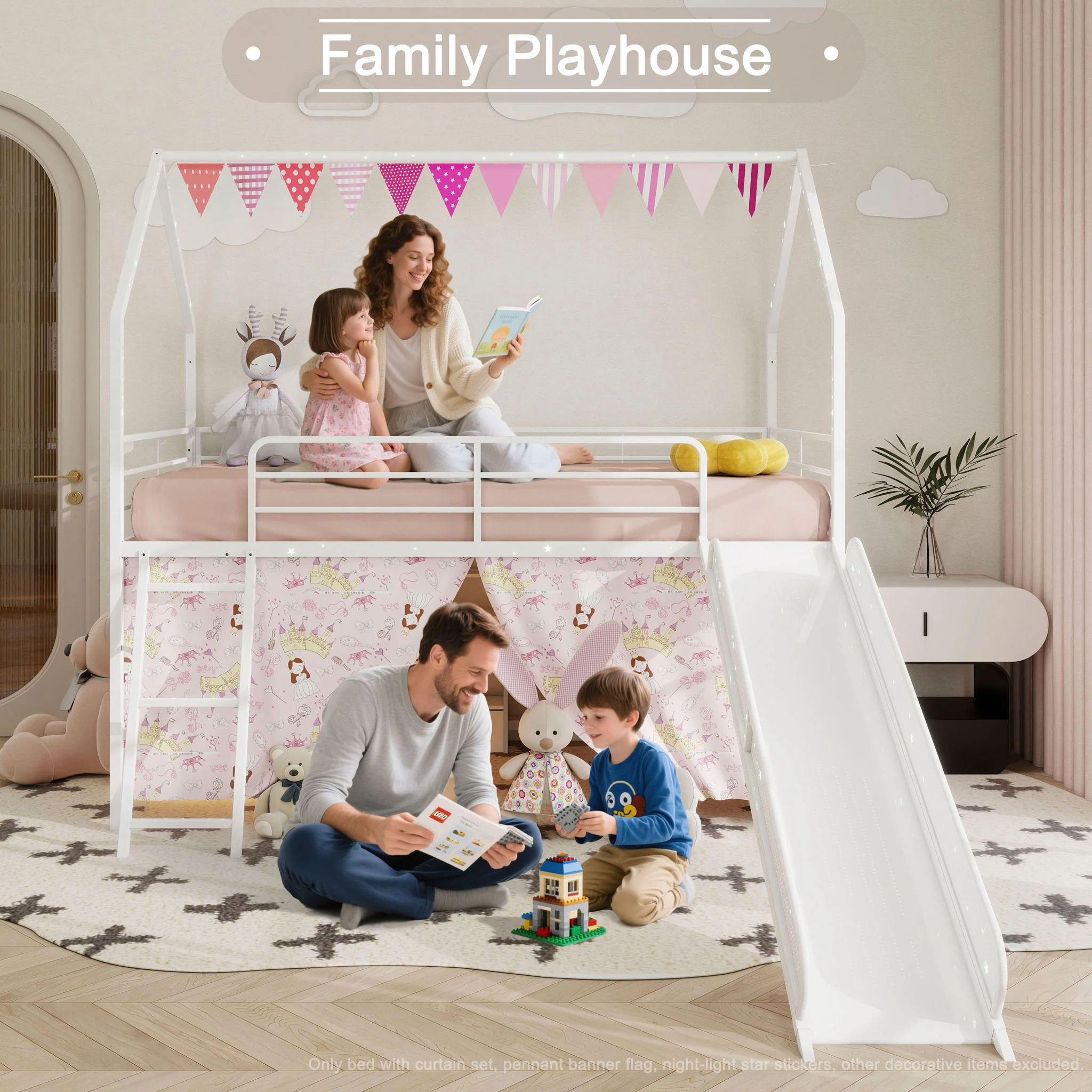 716-jack-house-loft-bed-with-slide-and-curtain-set-9.webp Jack - House Loft Bed With Slide And Curtain Set