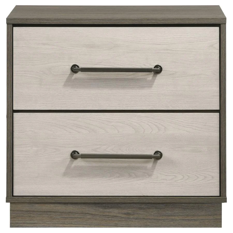 Fenwick - 2-Drawer Nightstand Bedside Table - Gray Oak