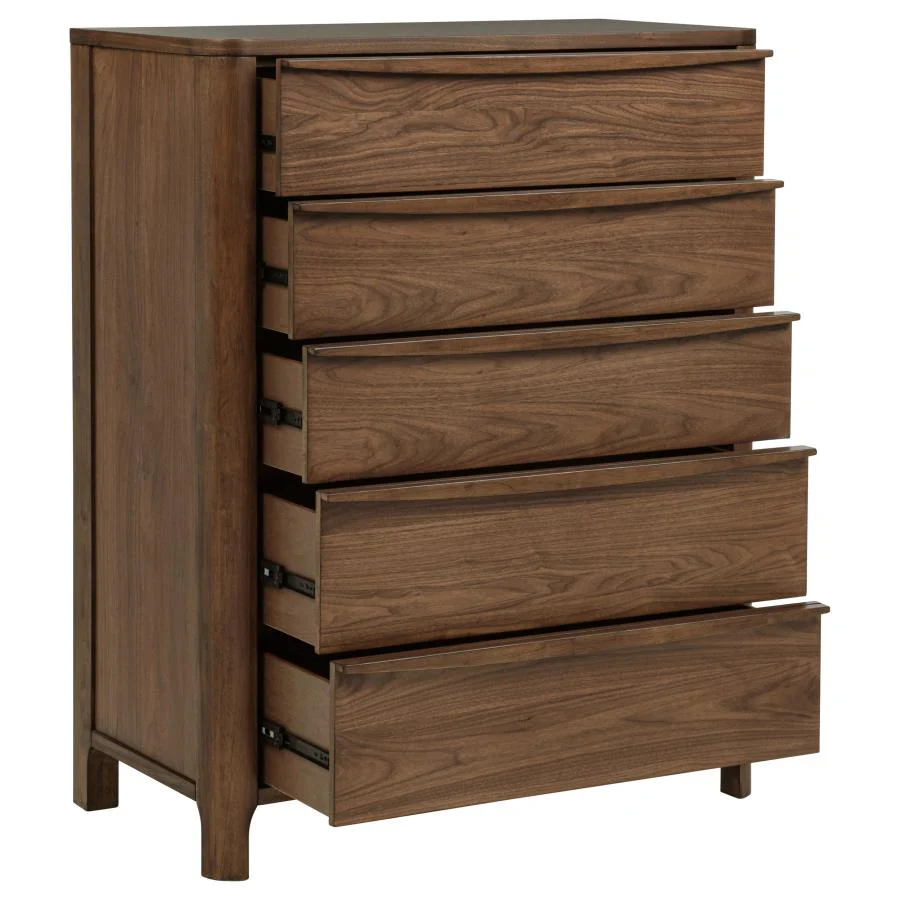 Maderia - 5-Drawer Chest Of Drawers - Walnut