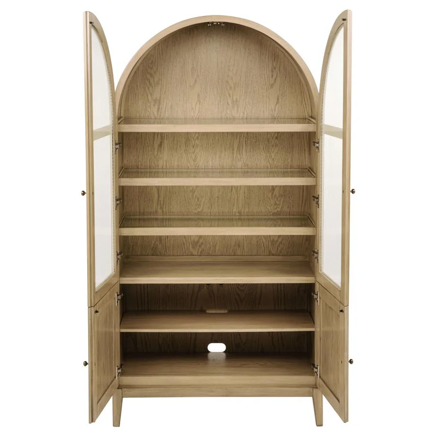 Kailani - 4-Door Cane Dining Vitrine Display Cabinet - Beige Oak
