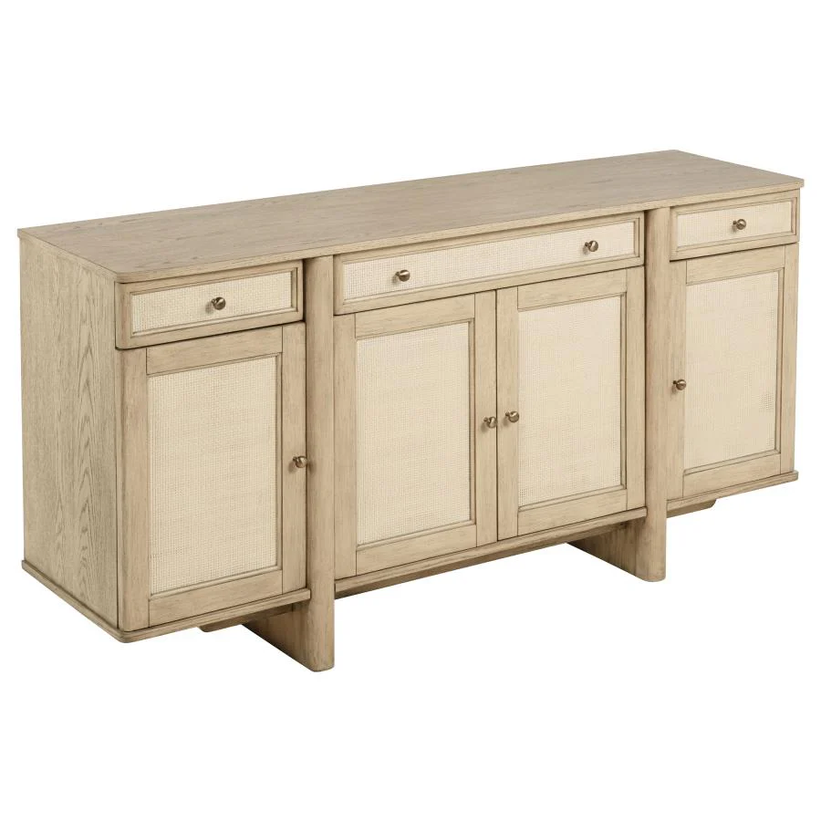 7199-kailani-4-door-cane-sideboard-buffet-cabinet-beige-oak-1.webp Kailani - 4-Door Cane Sideboard Buffet Cabinet - Beige Oak