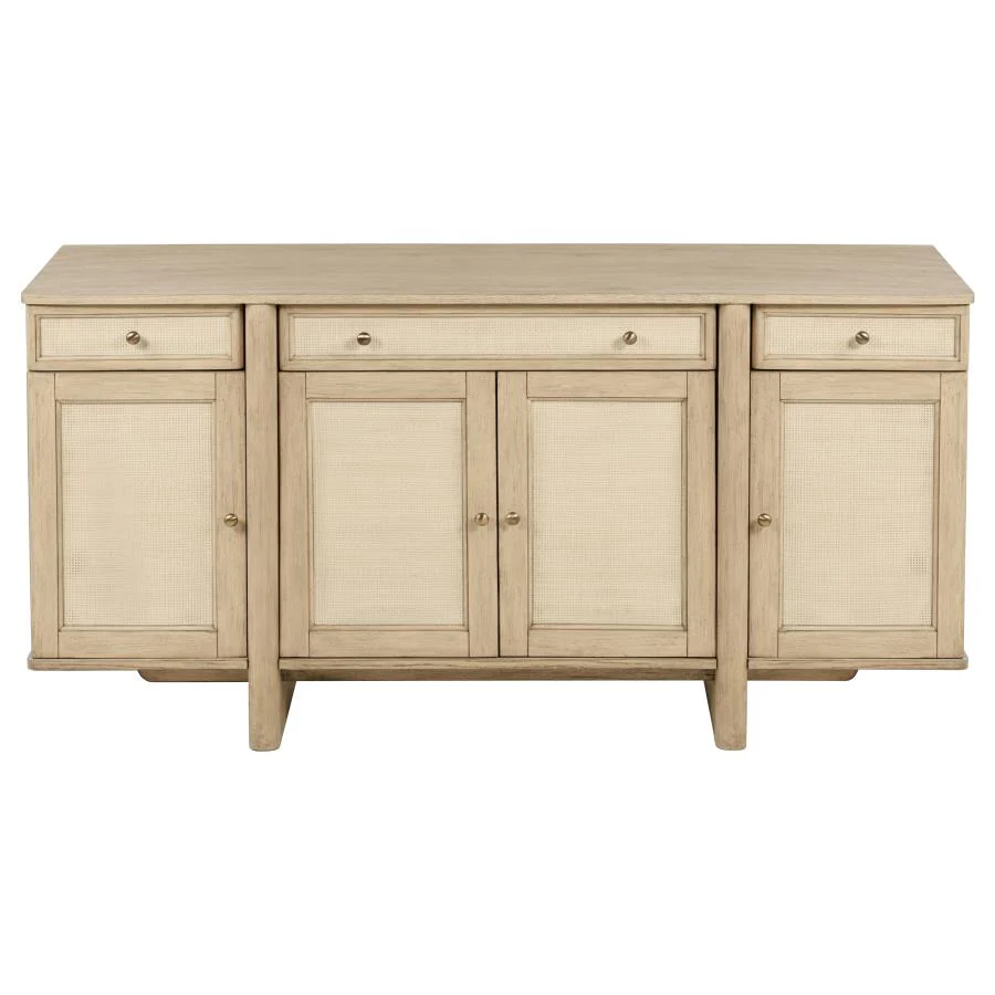 Kailani - 4-Door Cane Sideboard Buffet Cabinet - Beige Oak
