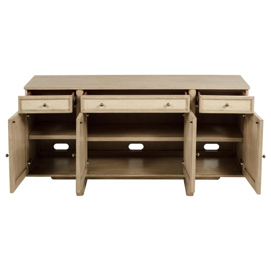 Kailani - 4-Door Cane Sideboard Buffet Cabinet - Beige Oak