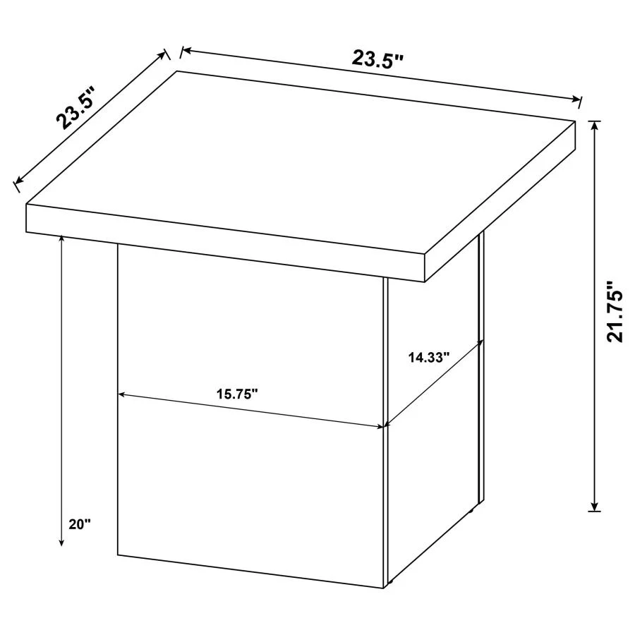 Devar - Square Engineered Laminate End Side Table - Black
