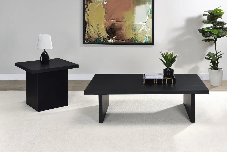Devar - Square Engineered Laminate End Side Table - Black