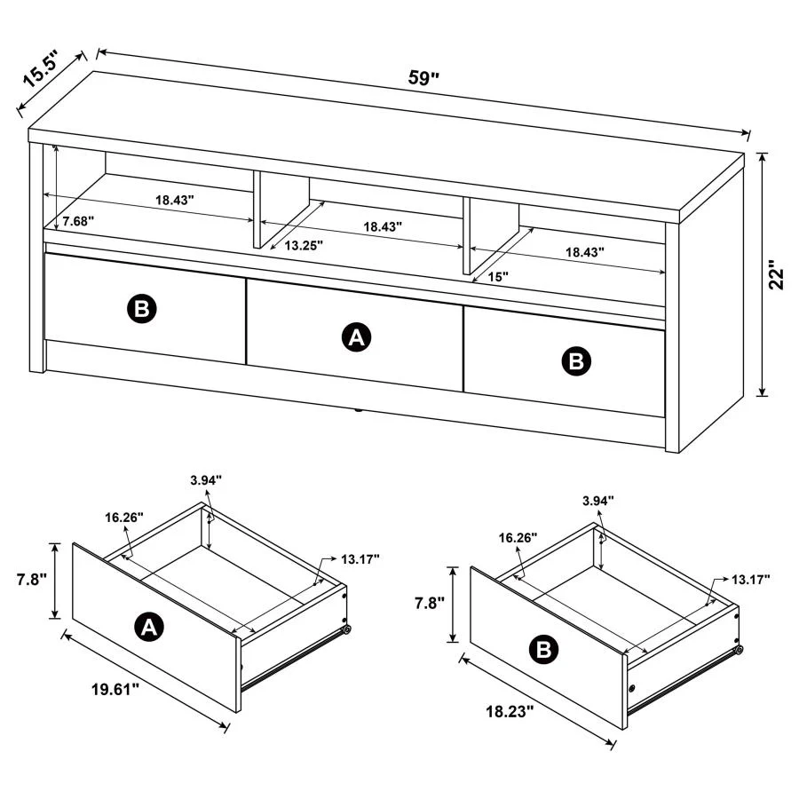 Rutland - 3-Drawer TV Stand Media Console