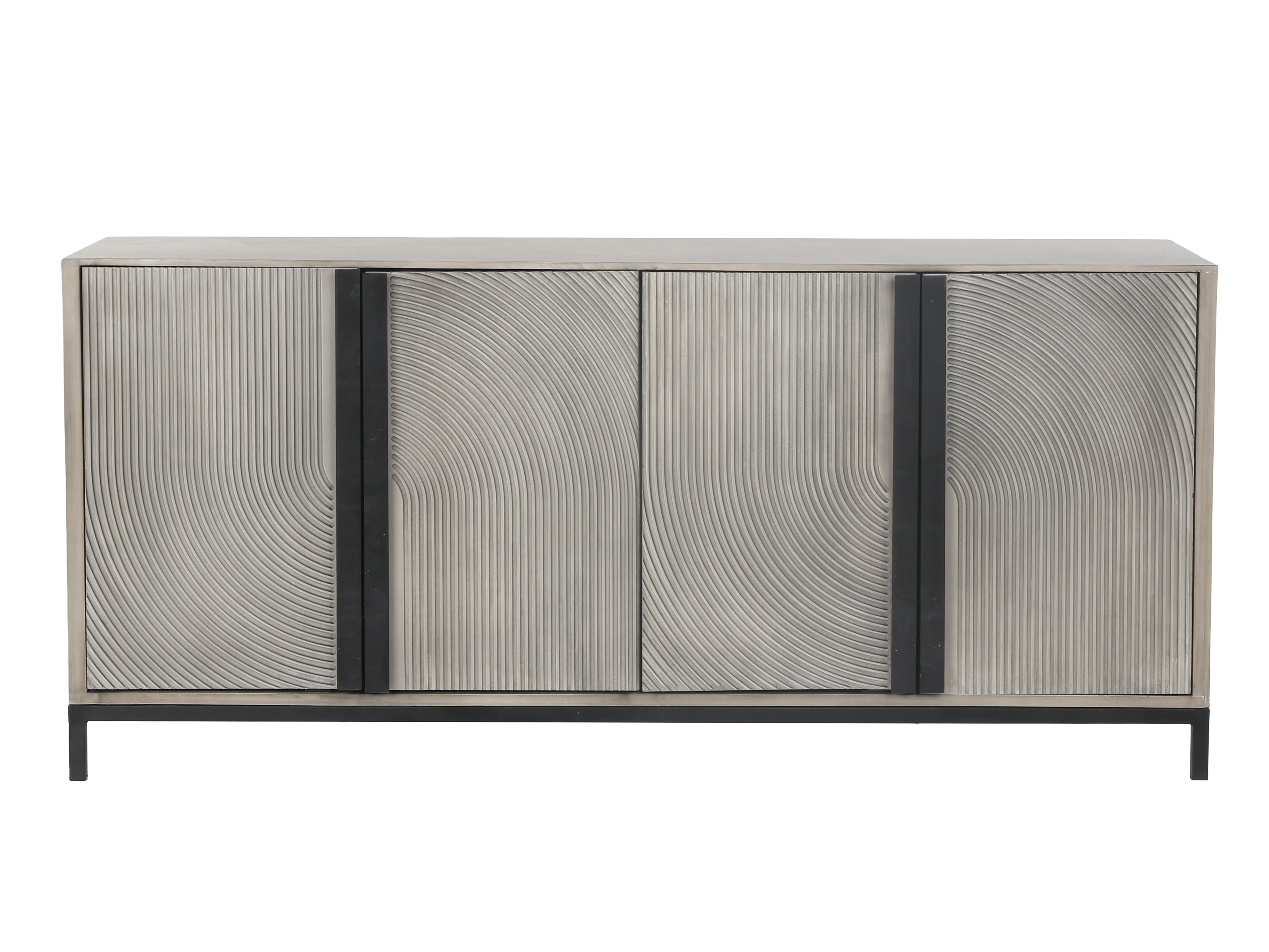 Modern Gray 4-Door Sideboard with Textured Wave Design