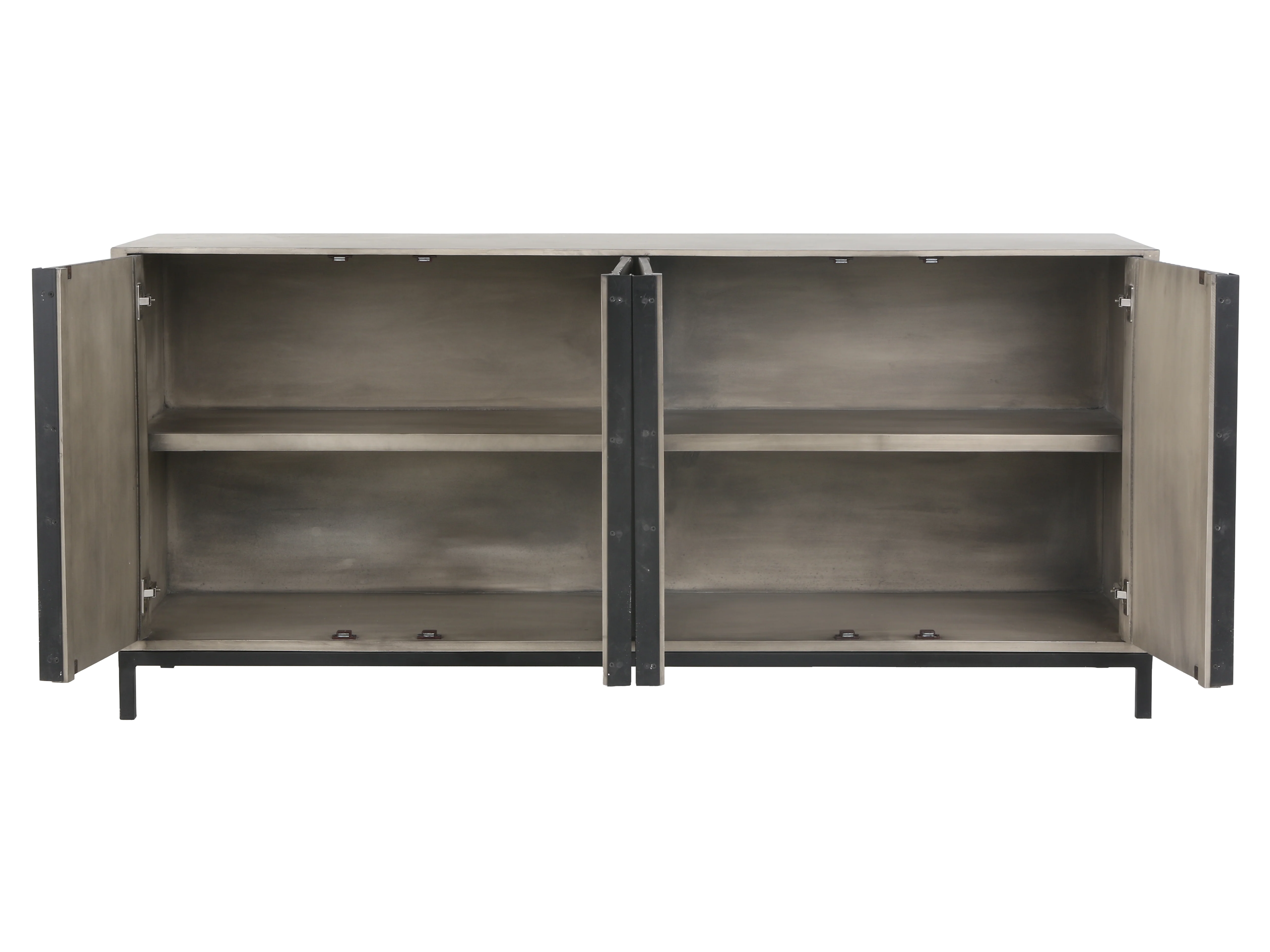 Modern Gray 4-Door Sideboard with Textured Wave Design