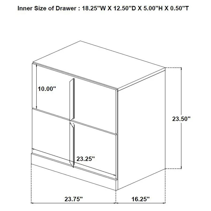 Ines - 2-Drawer Nightstand Bedside Table - White High Gloss