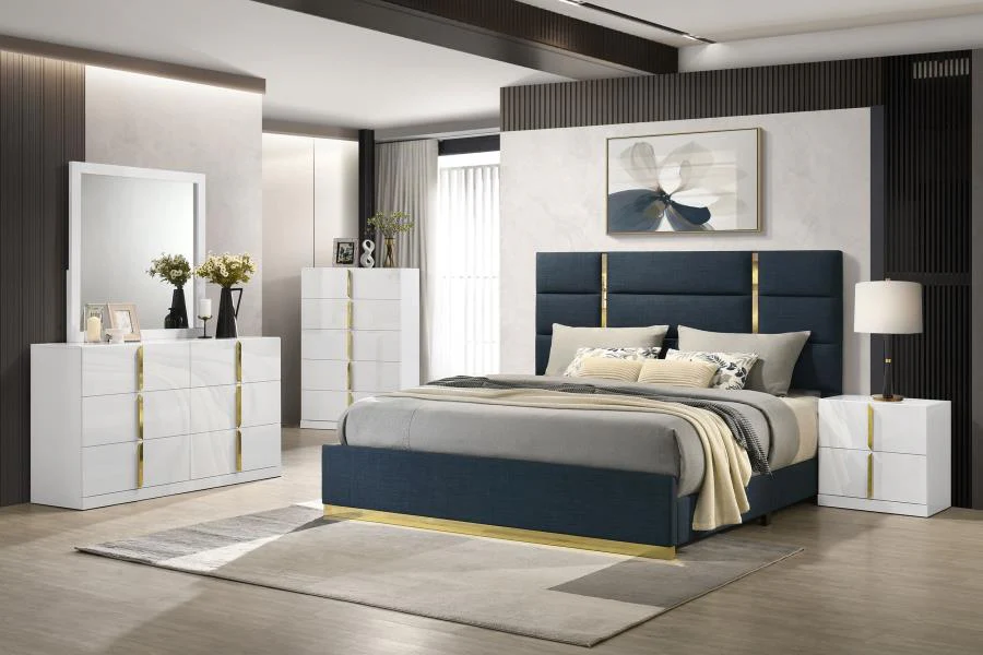 Ines - 2-Drawer Nightstand Bedside Table - White High Gloss