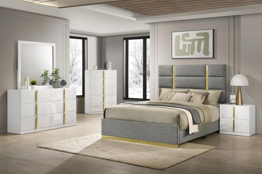 Ines - 2-Drawer Nightstand Bedside Table - White High Gloss