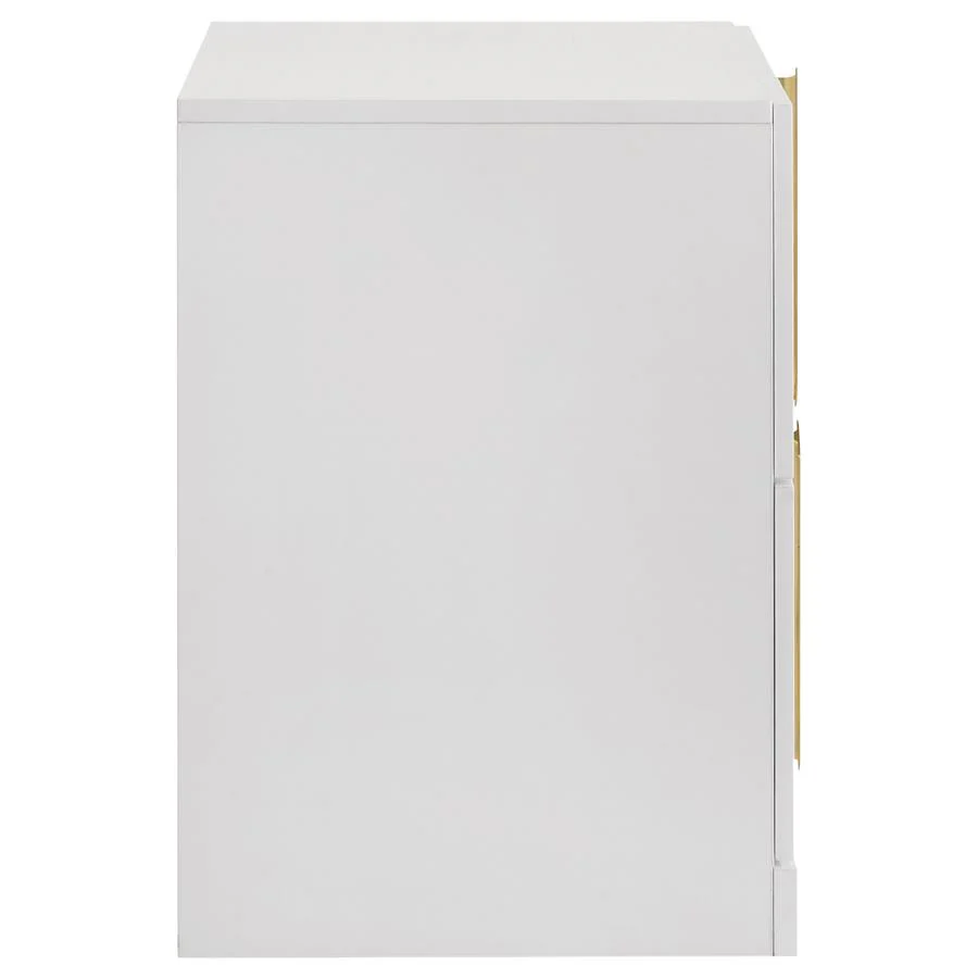 Ines - 2-Drawer Nightstand Bedside Table - White High Gloss