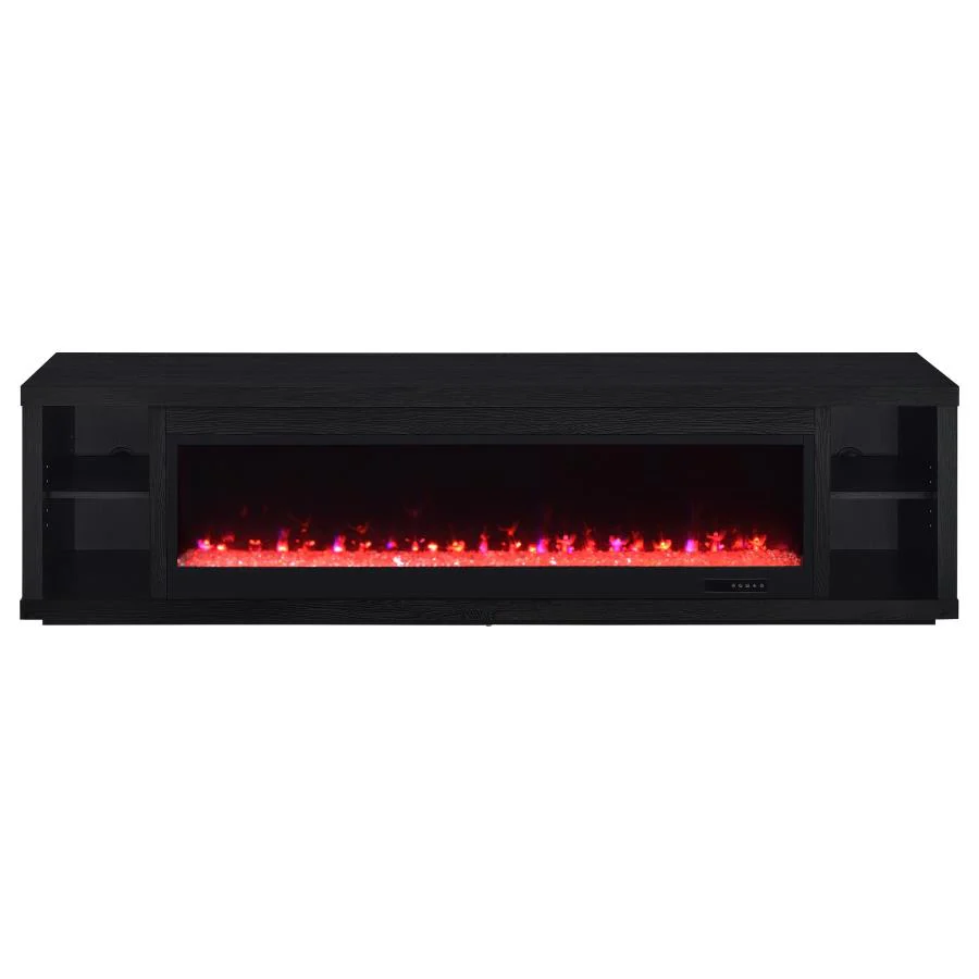 Deiter - 79" TV Stand Fireplace Media Console - Black