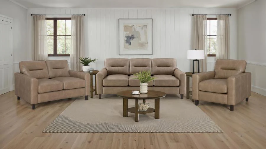 Scotland - Faux Leather Upholstered Track Arm Sofa