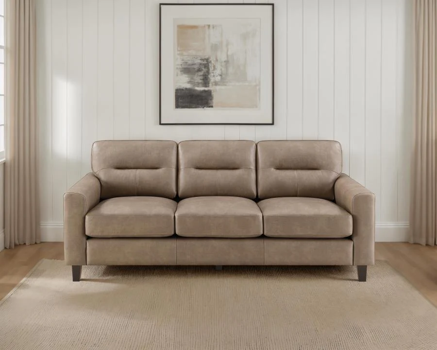 Scotland - Faux Leather Upholstered Track Arm Sofa