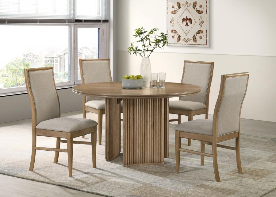 7311-adina-5-piece-round-dining-table-set-barley-distressed-light-brown-1.jpg Adina - 5 Piece Round Dining Table Set - Barley / Distressed Light Brown