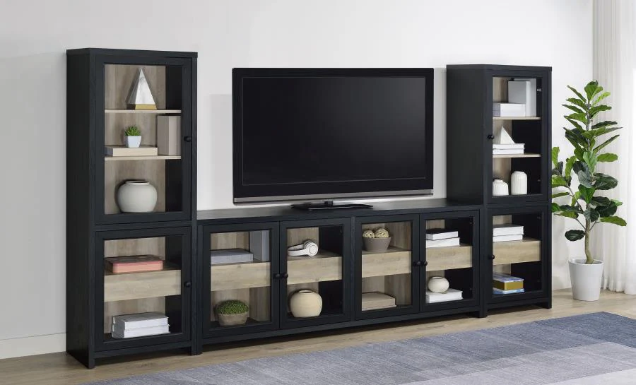 Denison - 79" 4-Door TV Stand Media Console - Black