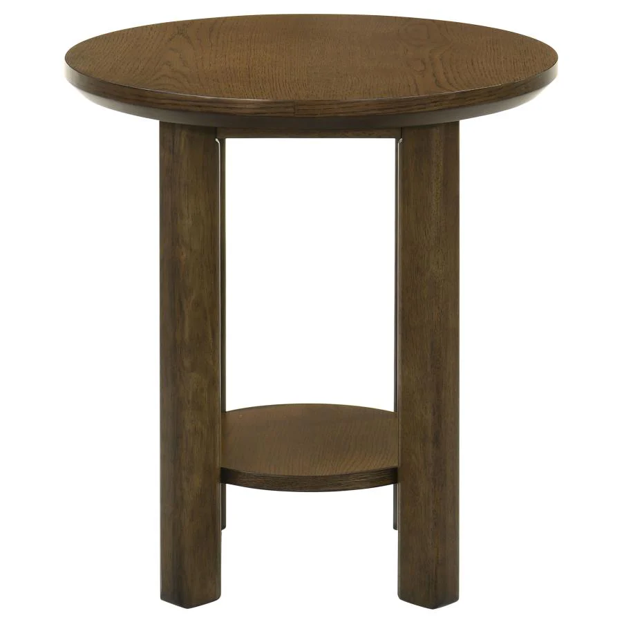 Ottowa - Round Wood Table With Shelf