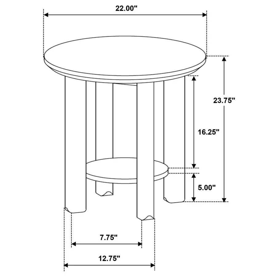 Ottowa - Round Wood Table With Shelf