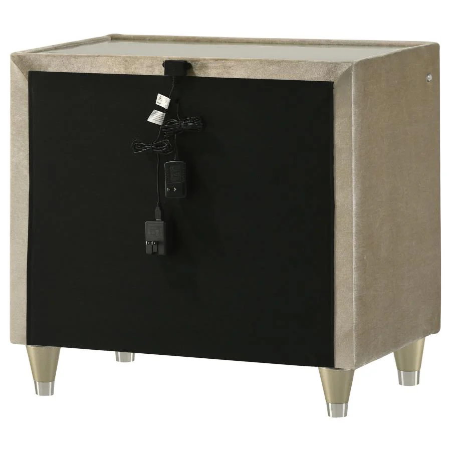 Lorient - 2-Drawer LED Nightstand With USB